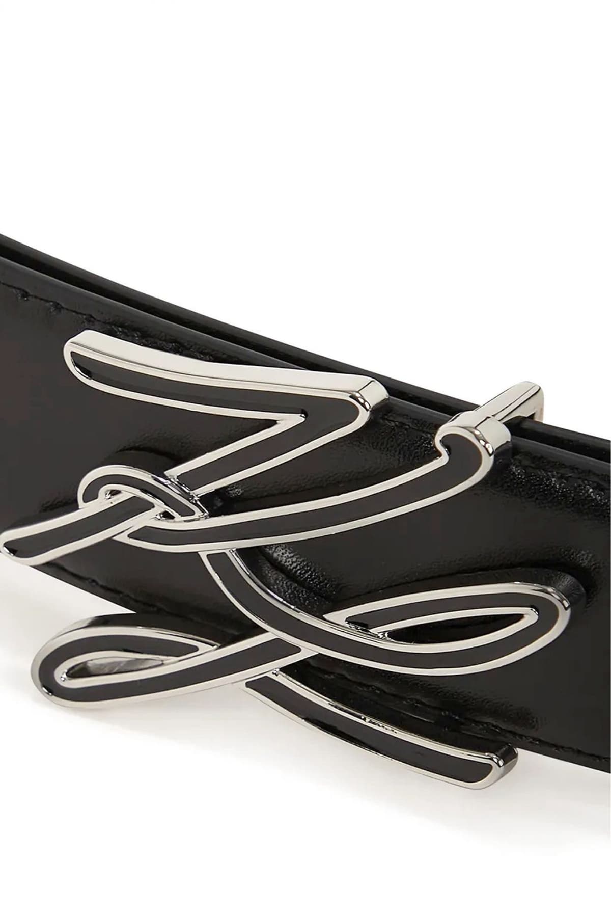 KARL LAGERFELD ΖΩΝΗ K/AUTOGRAPH CROCO H2.5 LOGO ΜΕΤΑΛΛΙΚΟ ΜΑΥΡΟ