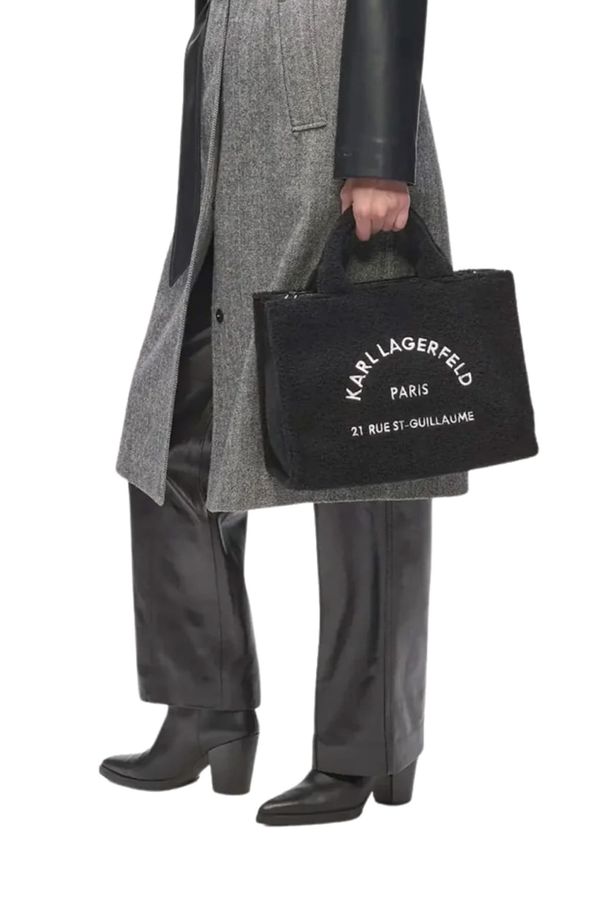 KARL LAGERFELD ΤΣΑΝΤΑ ΩΜΟΥ/CROSSBODY K/RSG MD SQUARE TOTE SEARLING LOGO ΜΑΥΡΟ