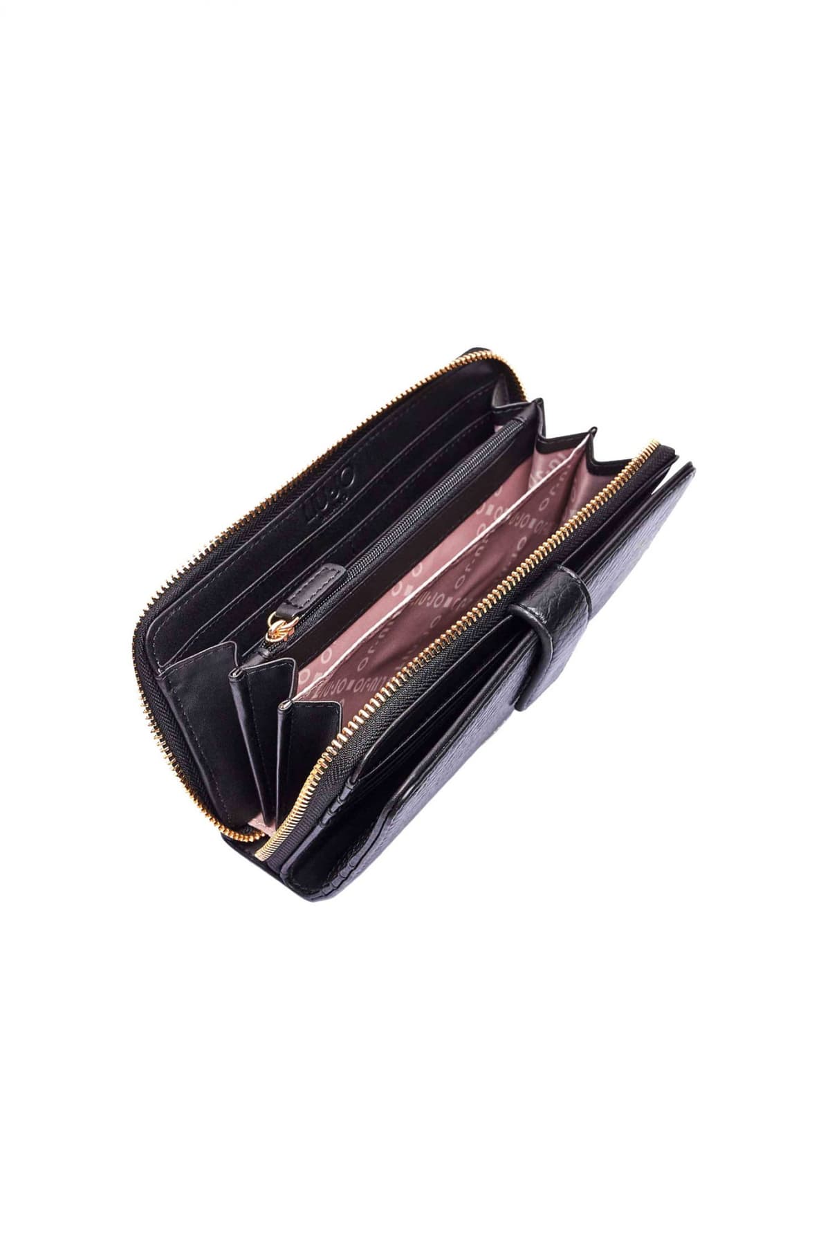 LIU-JO BETTER ΠΟΡΤΟΦΟΛΙ LOGO ΜΕΤΑΛΛΙΚΟ ΜΑΥΡΟ