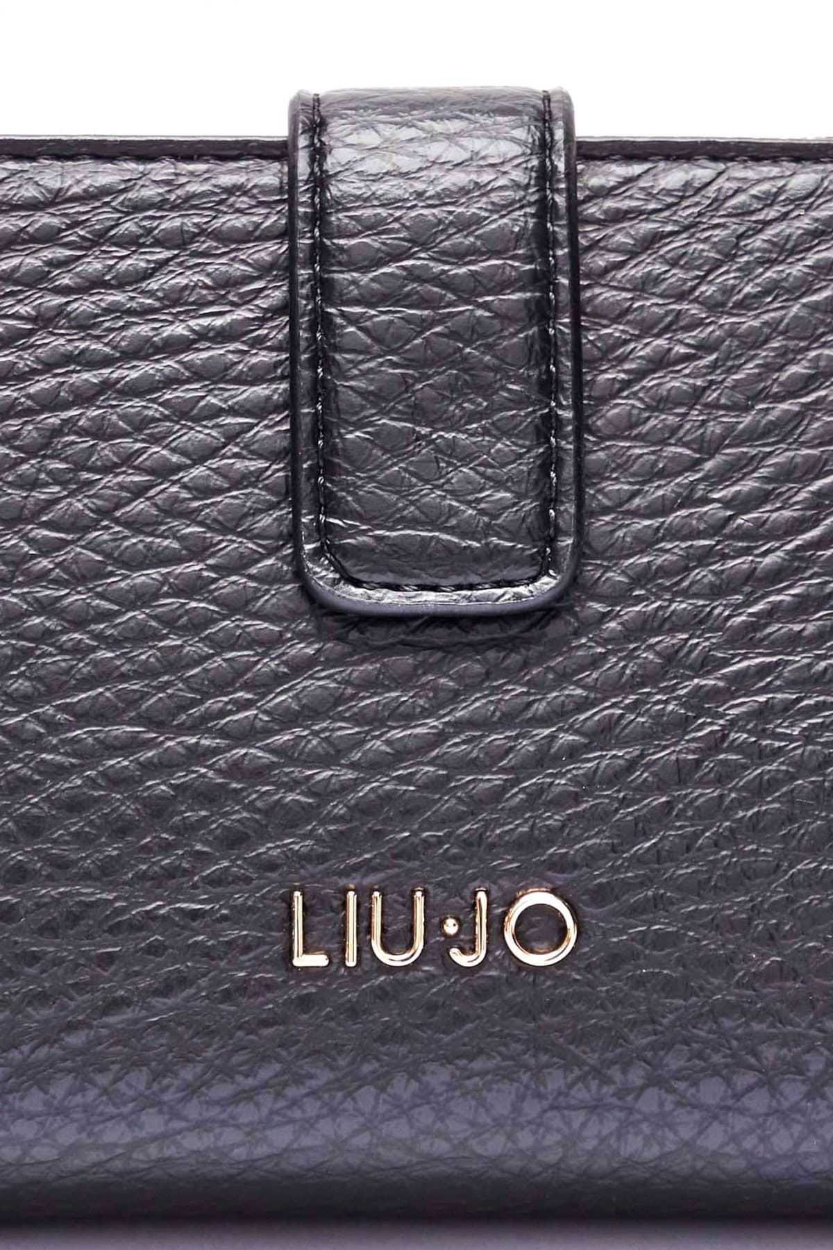 LIU-JO BETTER ΠΟΡΤΟΦΟΛΙ LOGO ΜΕΤΑΛΛΙΚΟ ΜΑΥΡΟ