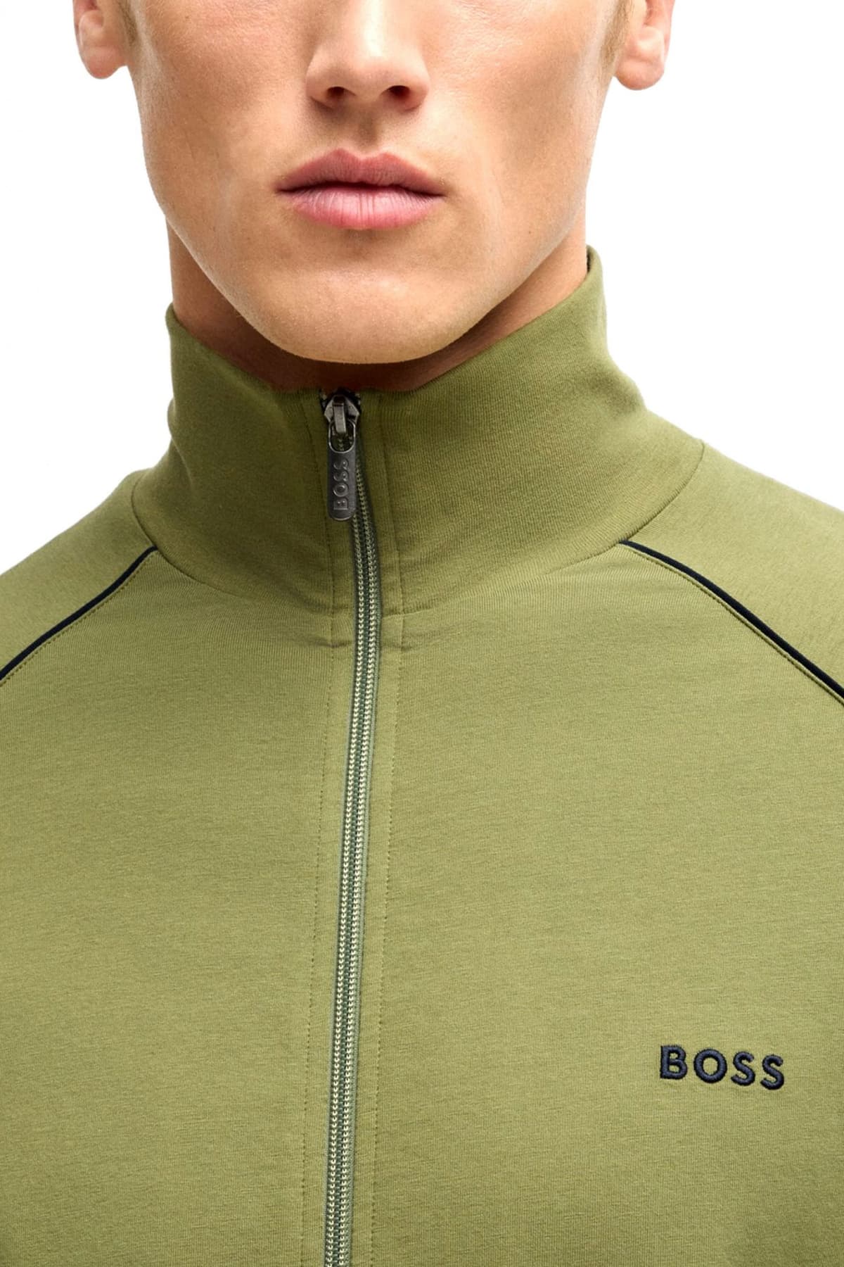 BOSS HOMEWEAR ΦΟΥΤΕΡ ZIPHOOD MIXMATCH JACKET Z ΧΑΚΙ