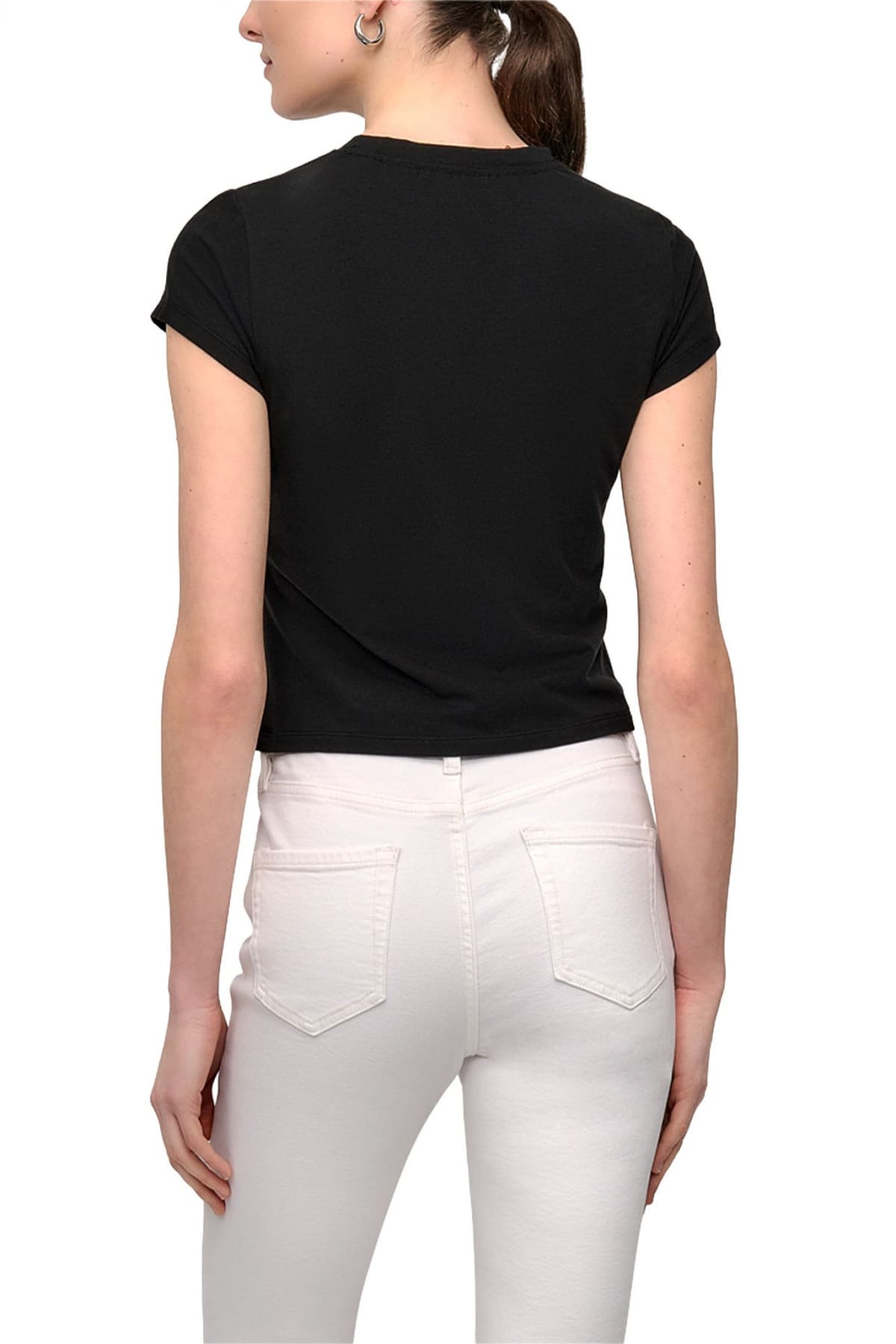 DKNY T-SHIRT CREW NECK LOGO STRASS ΜΑΥΡΟ