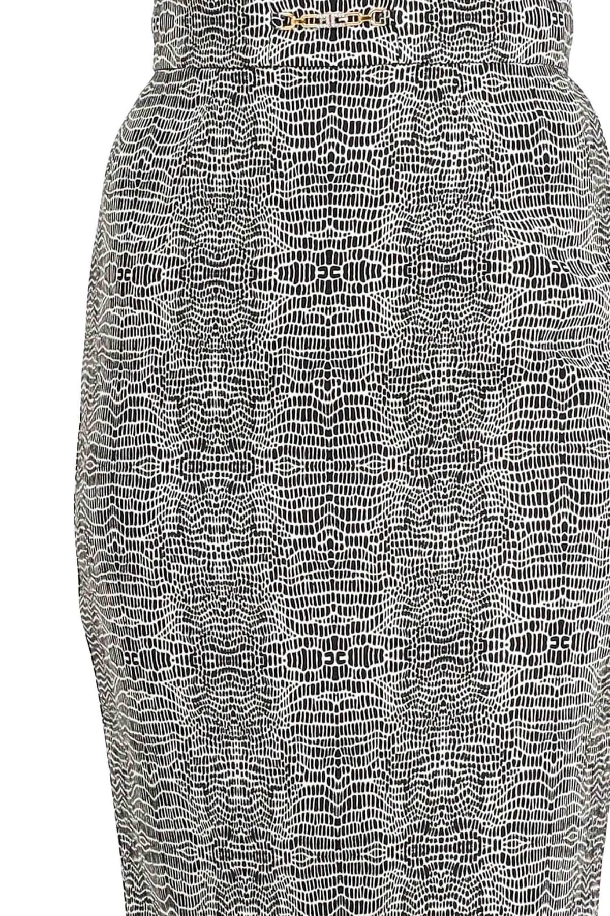 ELISABETTA FRANCHI ΦΟΥΣΤΑ MIDI PYTHON PRINT ΑΝΟΙΓΜΑ ΠΙΣΩ SLIM FIT ΜΑΥΡΟ-ΕΚΡΟΥ