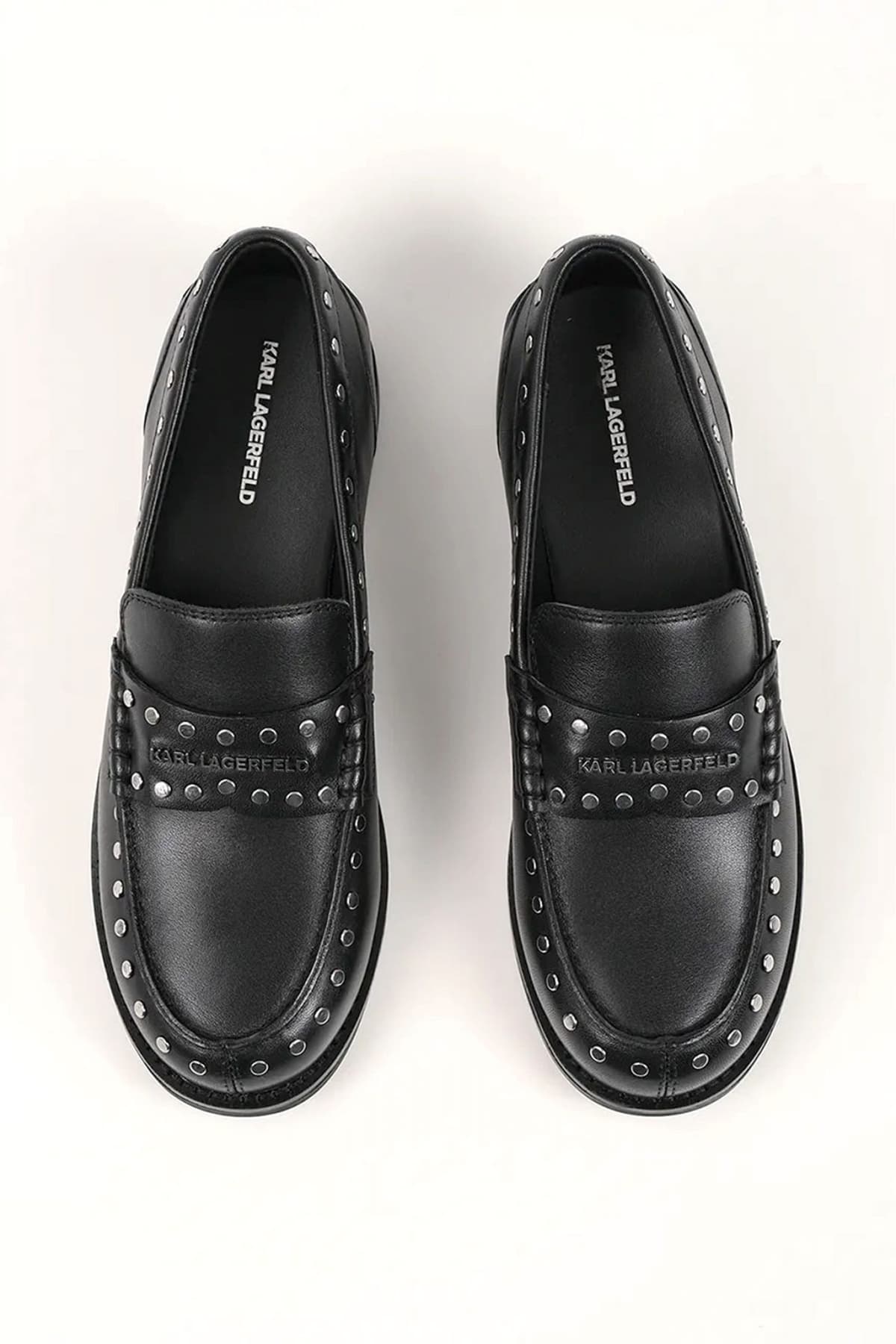 KARL LAGERFELD ΠΑΠΟΥΤΣΙΑ ΜΟΚΑΣΙΝΙΑ MIA STUDS LOAFER ΤΡΟΥΚΣ ΜΕΤΑΛΛΙΚΟ LOGO MAYΡΟ