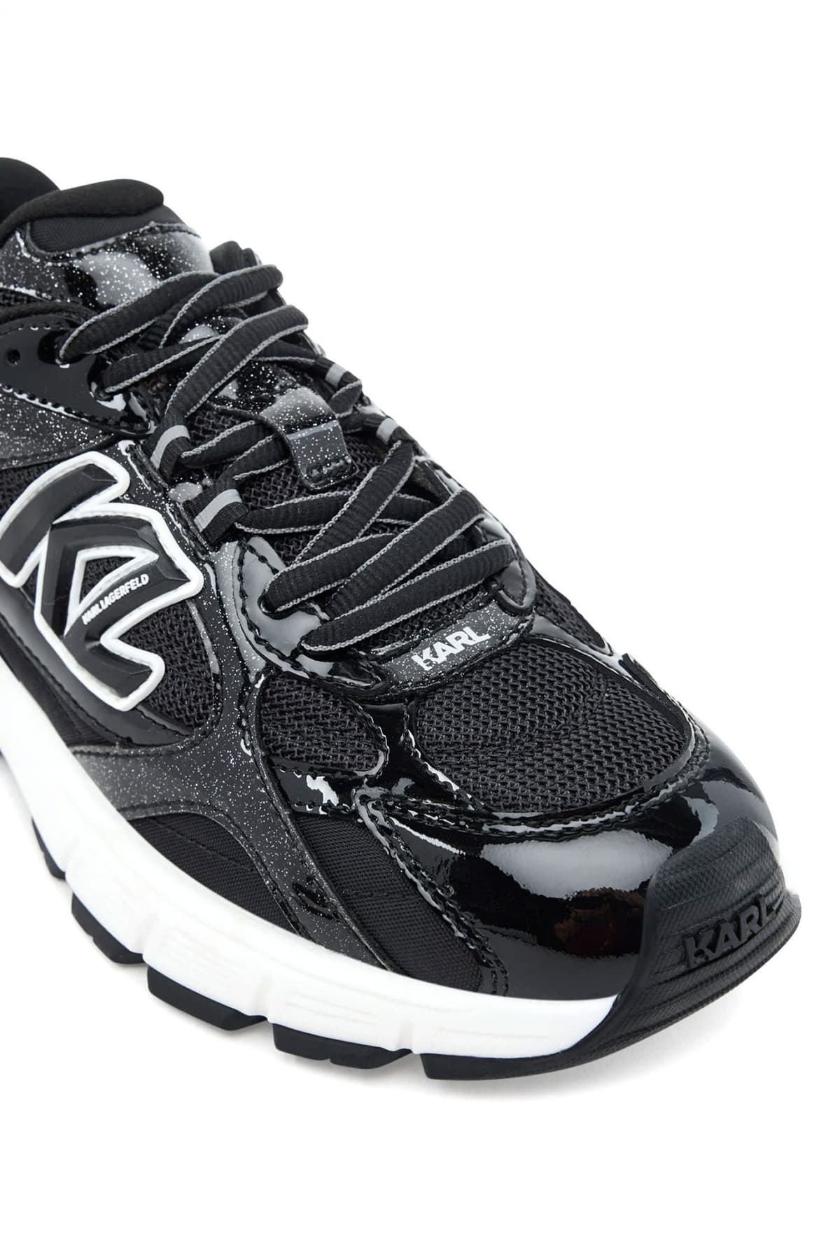 KARL LAGERFELD ΠΑΠΟΥΤΣΙΑ SNEAKERS ORION ΛΟΥΣΤΡΙΝΙ ΛΕΠΤΟΜΕΡΕΙΕΣ LOGO ΜΑΥΡΟ