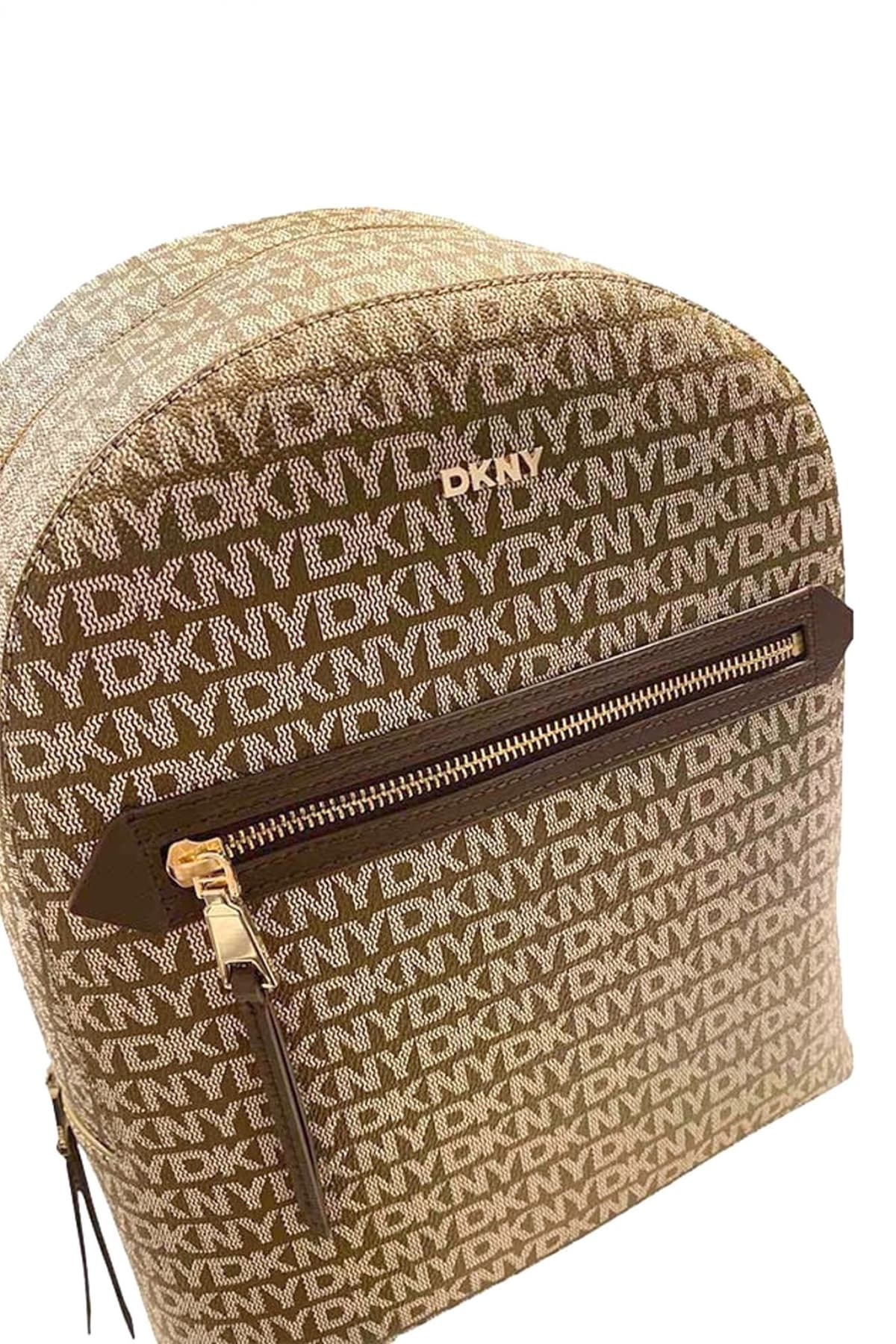 DKNY ΤΣΑΝΤΑ BACKPACK BRYANT AVE ALL OVER LOGO ΜΠΕΖ-ΚΑΦΕ