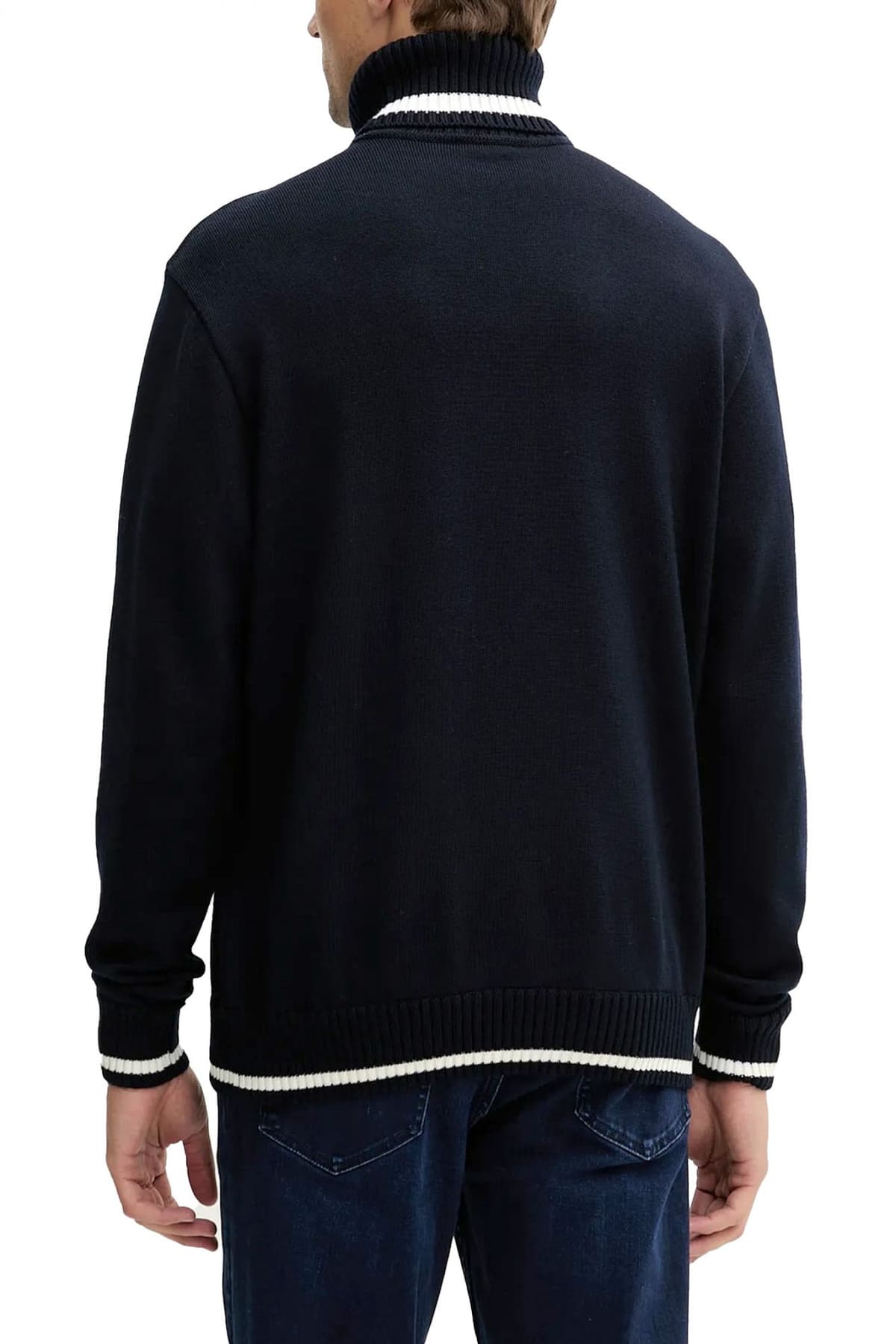 PAUL&SHARK ΠΛΕΚΤΟ ROLLNECK ΜΠΛΕ-ΛΕΥΚΟ