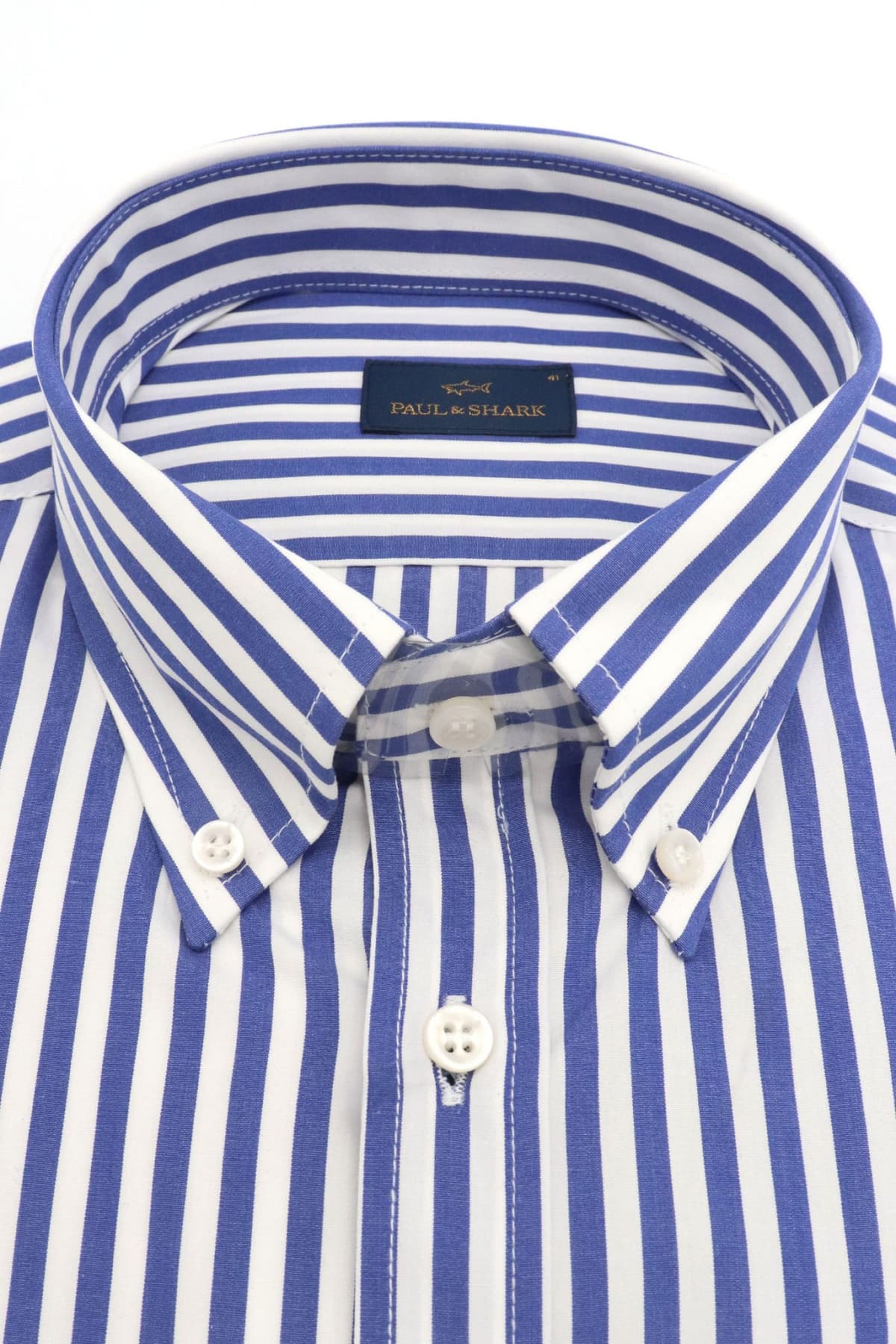 PAUL&SHARK ΠΟΥΚΑΜΙΣΟ BUTTON DOWN ΡΙΓΕ SOFT TOUCH ΜΠΛΕ-ΛΕΥΚΟ