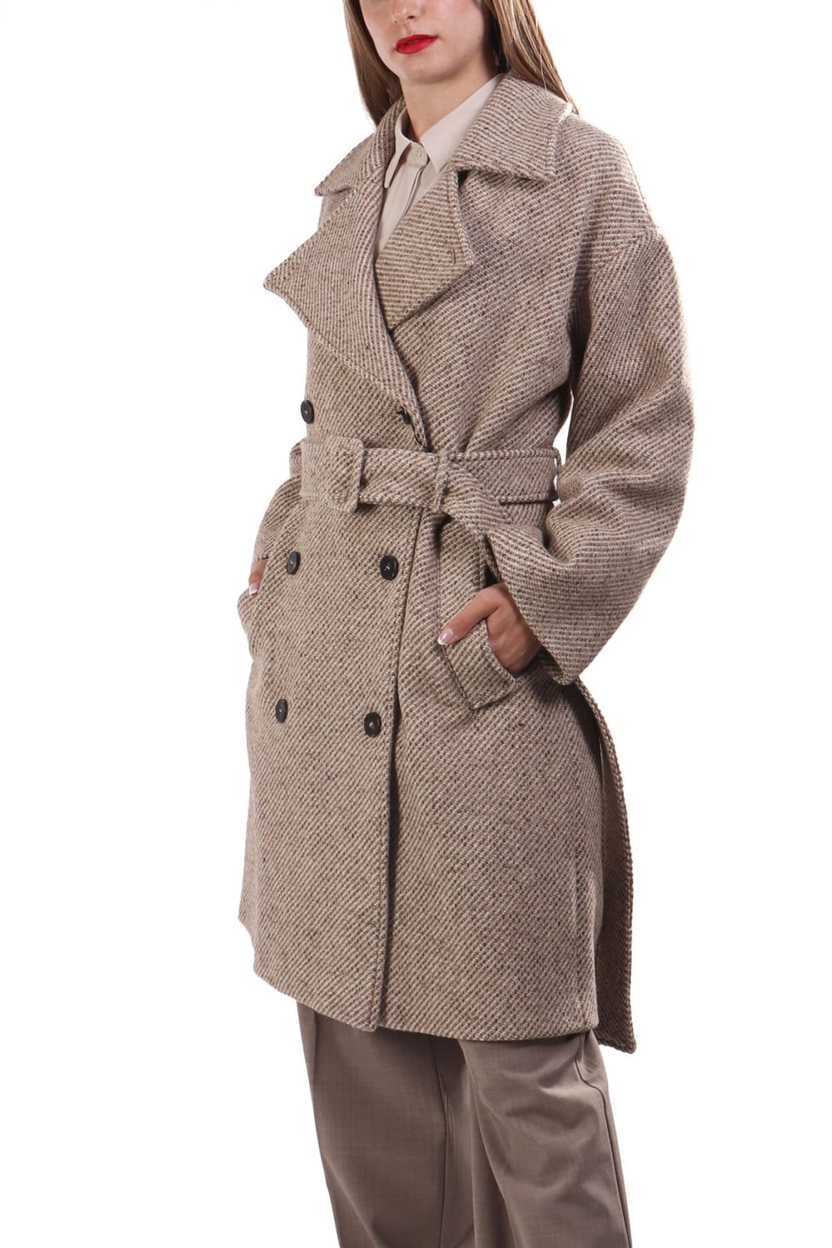 MARELLA ΠΑΛΤΟ ARPA ΣΤΑΥΡΩΤΟ ΑΠΟΣΠΩΜΕΝΗ ΖΩΝΗ ΜΠΕΖ