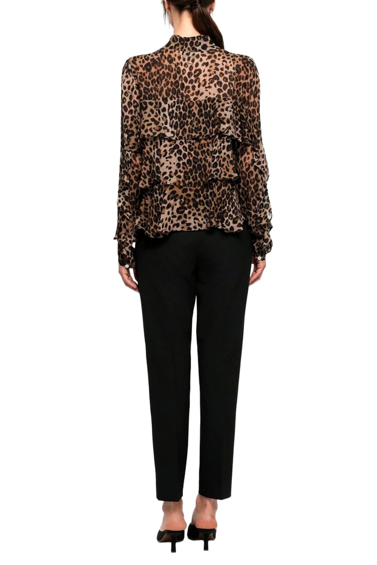 MARELLA ΜΠΛΟΥΖΑ GALA ΛΕΟΠΑΡ ΛΕΠΤΟΜΕΡΕΙΕΣ ΒΟΛΑΝ V-NECK ΔΕΣΙΜΟ ΛΑΙΜΟ ΜΠΕΖ-ΚΑΦΕ