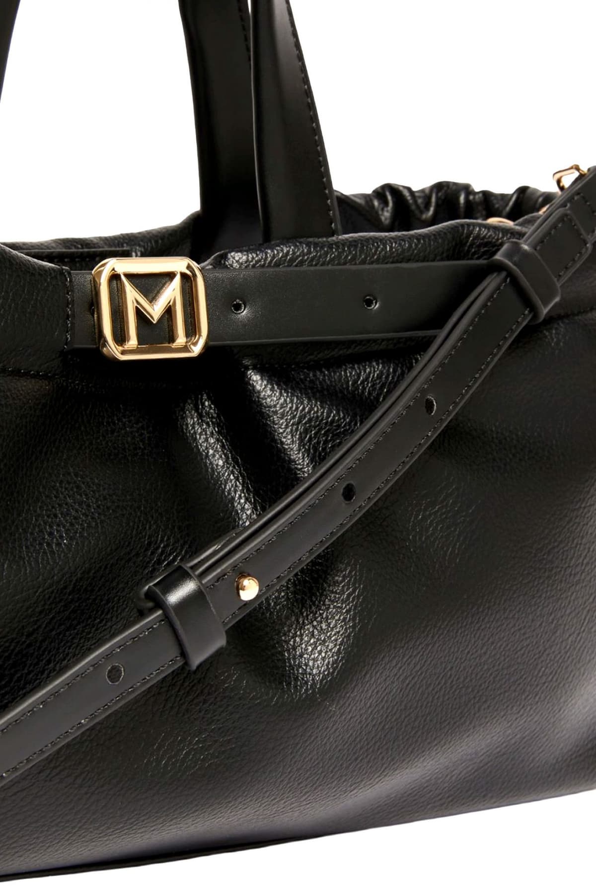 MARELLA ACCESORI ΤΣΑΝΤΑ ΧΕΙΡΟΣ/CROSSBODY PADOVA LOGO ΜΕΤΑΛΛΙΚΟ ΜΑΥΡΟ