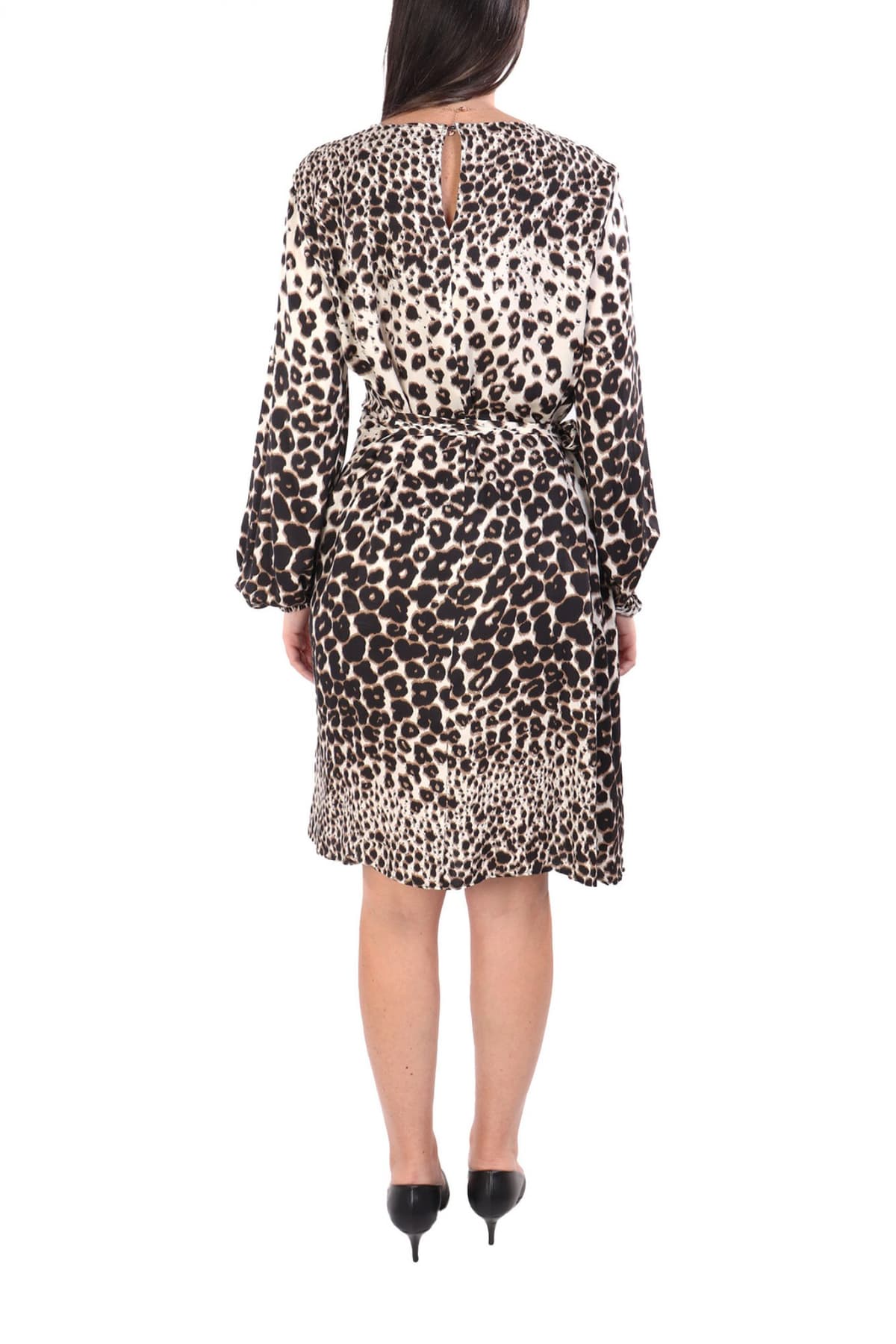 MARELLA EMME ΦΟΡΕΜΑ DELFI MIDI ANIMAL PRINT CREW NECK ΠΙΕΤΑ ΖΩΝΗ ΜΠΕΖ-ΜΑΥΡΟ