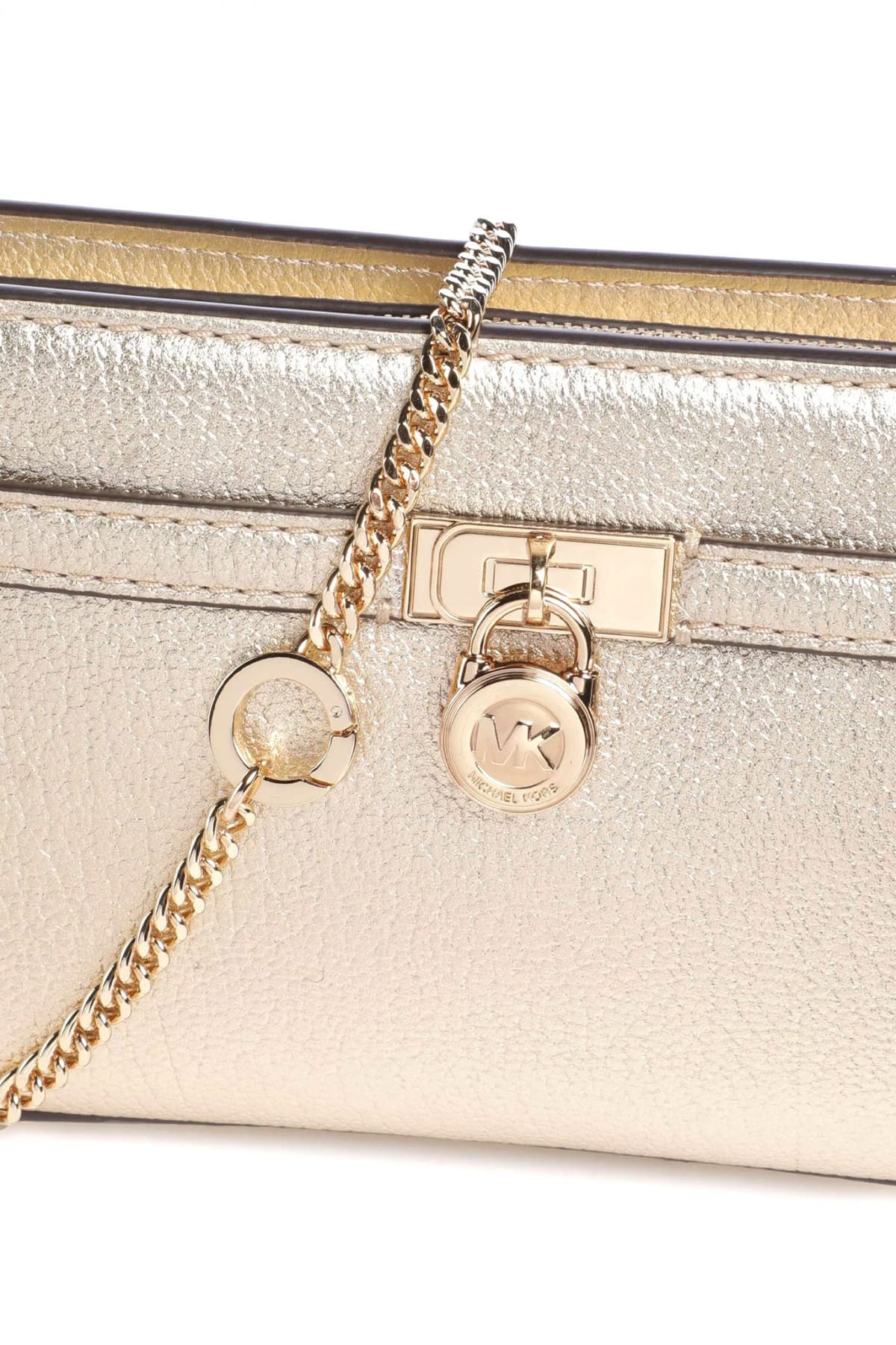 MICHAEL KORS ΤΣΑΝΤΑΚΙ CROSSBODY HΑΜΙLTON MODERNE ΑΛΥΣΙΔΑ ALL OVER LOGO ΧΡΥΣΟ