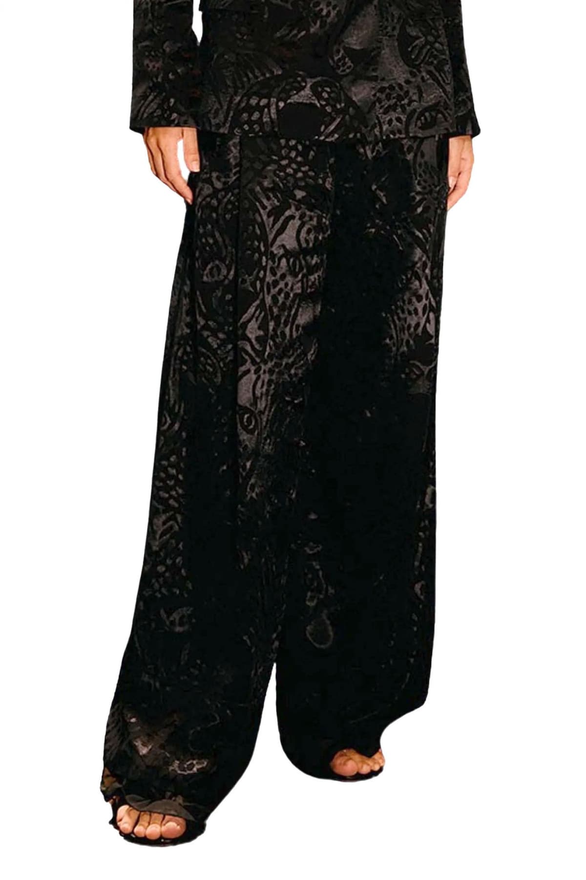 FARM RIO ΠΑΝΤΕΛΟΝΑ LEOPARD JACQUARD ΜΕ ΟΨΗ ΣΑΤΕΝ ALL OVER PRINT ΕΣΩΤΕΡΙΚΟ ΦΕΡΜΟΥΑΡ ΜΑΥΡΟ