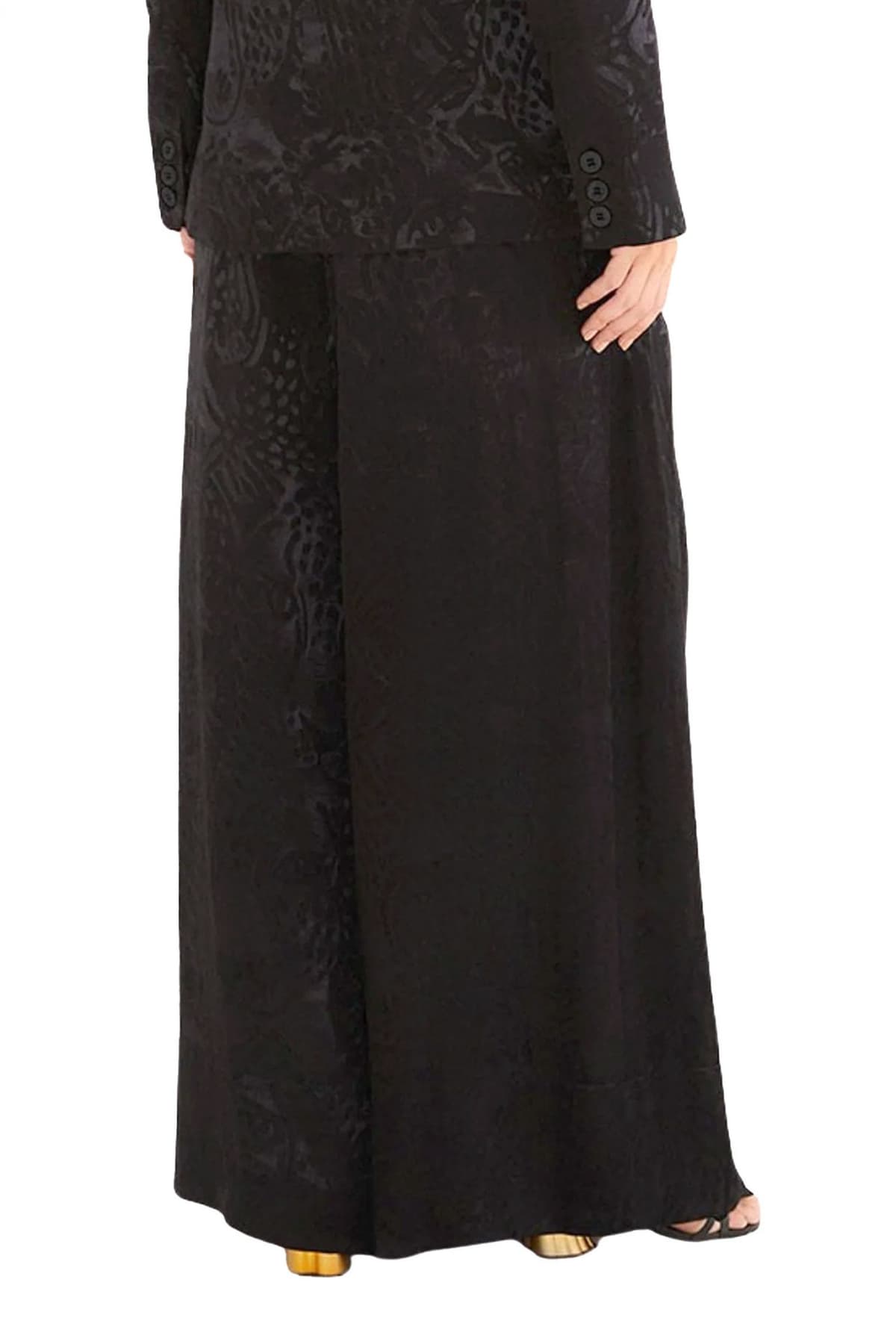 FARM RIO ΠΑΝΤΕΛΟΝΑ LEOPARD JACQUARD ΜΕ ΟΨΗ ΣΑΤΕΝ ALL OVER PRINT ΕΣΩΤΕΡΙΚΟ ΦΕΡΜΟΥΑΡ ΜΑΥΡΟ