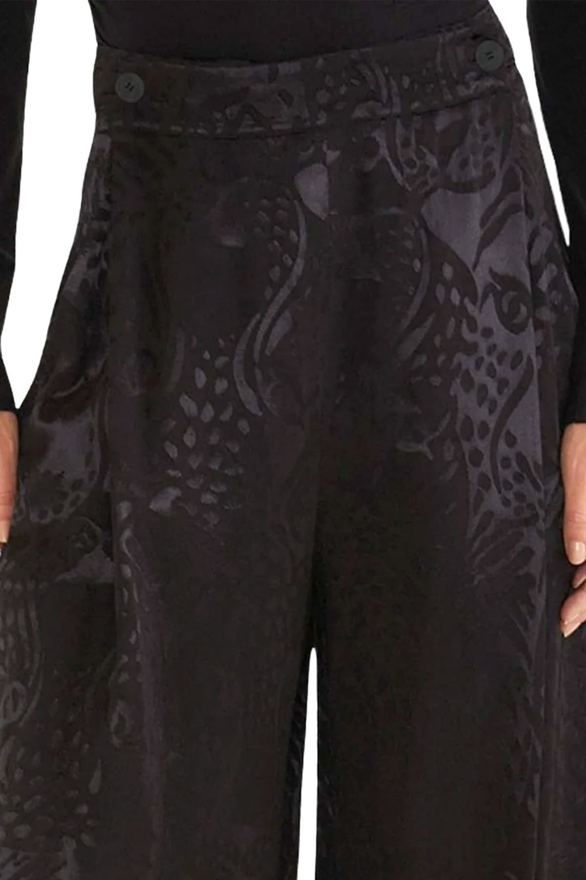 FARM RIO ΠΑΝΤΕΛΟΝΑ LEOPARD JACQUARD ΜΕ ΟΨΗ ΣΑΤΕΝ ALL OVER PRINT ΕΣΩΤΕΡΙΚΟ ΦΕΡΜΟΥΑΡ ΜΑΥΡΟ