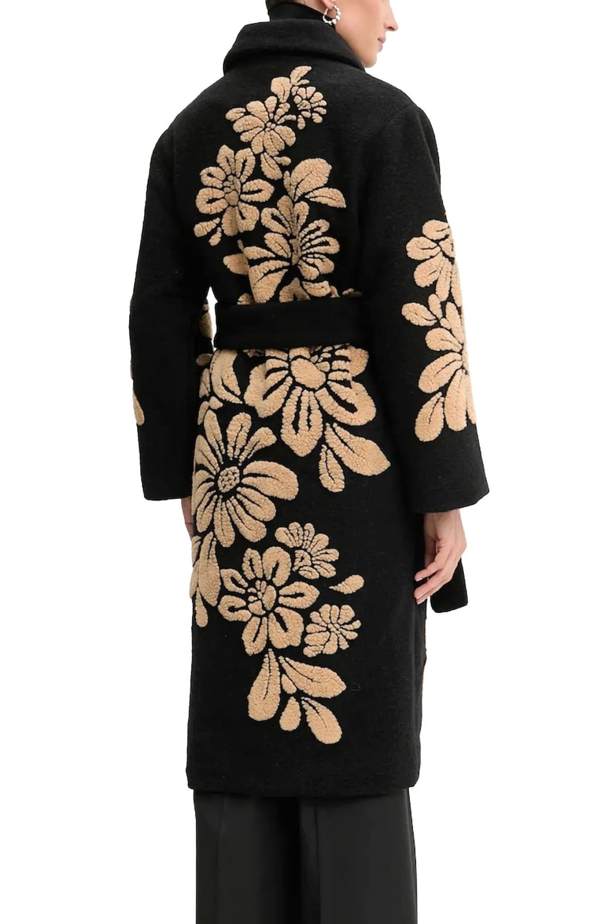 FARM RIO ΠΑΛΤΟ BOLD FLOWERS ΑΠΟΣΠΩΜΕΝΗ ΖΩΝΗ ΤΣΕΠΕΣ ΜΑΥΡΟ-ΜΠΕΖ