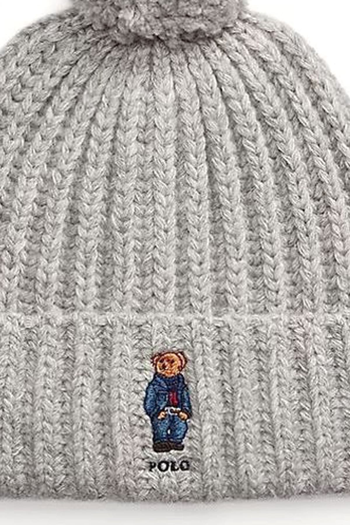 RALPH LAUREN ΣΚΟΥΦΟΣ ΠΛΕΚΤΟ LOGO BEAR ΓΚΡΙ