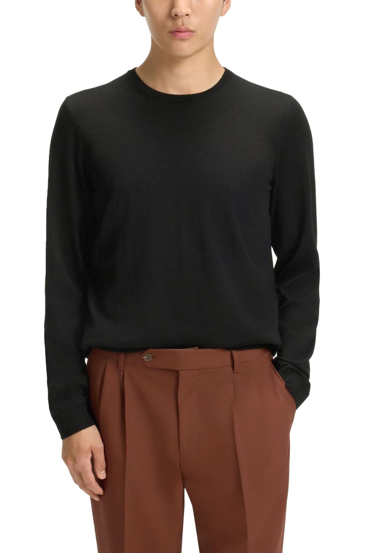 BOSS ΠΛΕΚΤΟ CREW NECK LENO-P ΜΑΥΡΟ