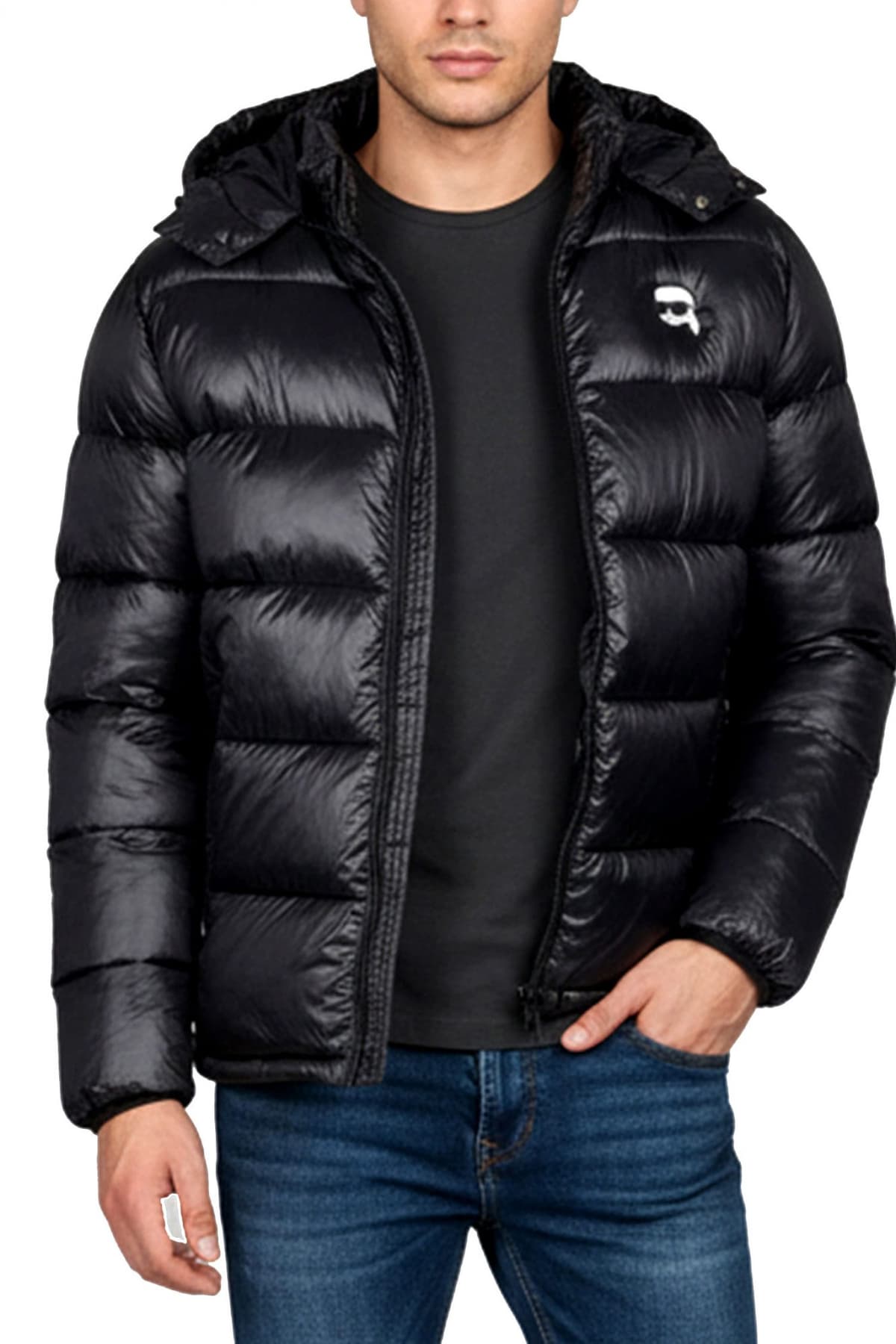 KARL LAGERFELD ΜΠΟΥΦΑΝ ΦΟΥΣΚΩΤΟ ΚΟΥΚΟΥΛΑ LOGO ΜΑΥΡΟ