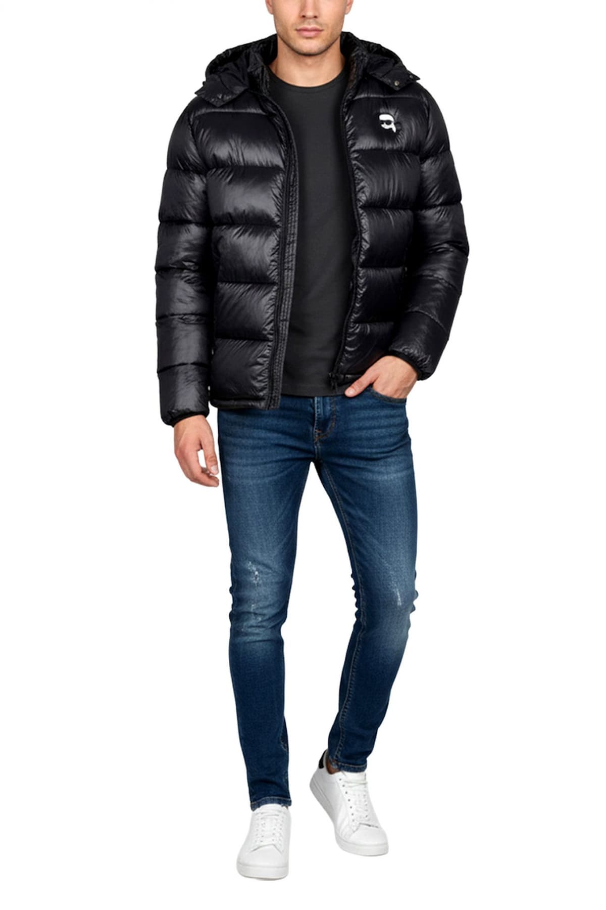 KARL LAGERFELD ΜΠΟΥΦΑΝ ΦΟΥΣΚΩΤΟ ΚΟΥΚΟΥΛΑ LOGO ΜΑΥΡΟ