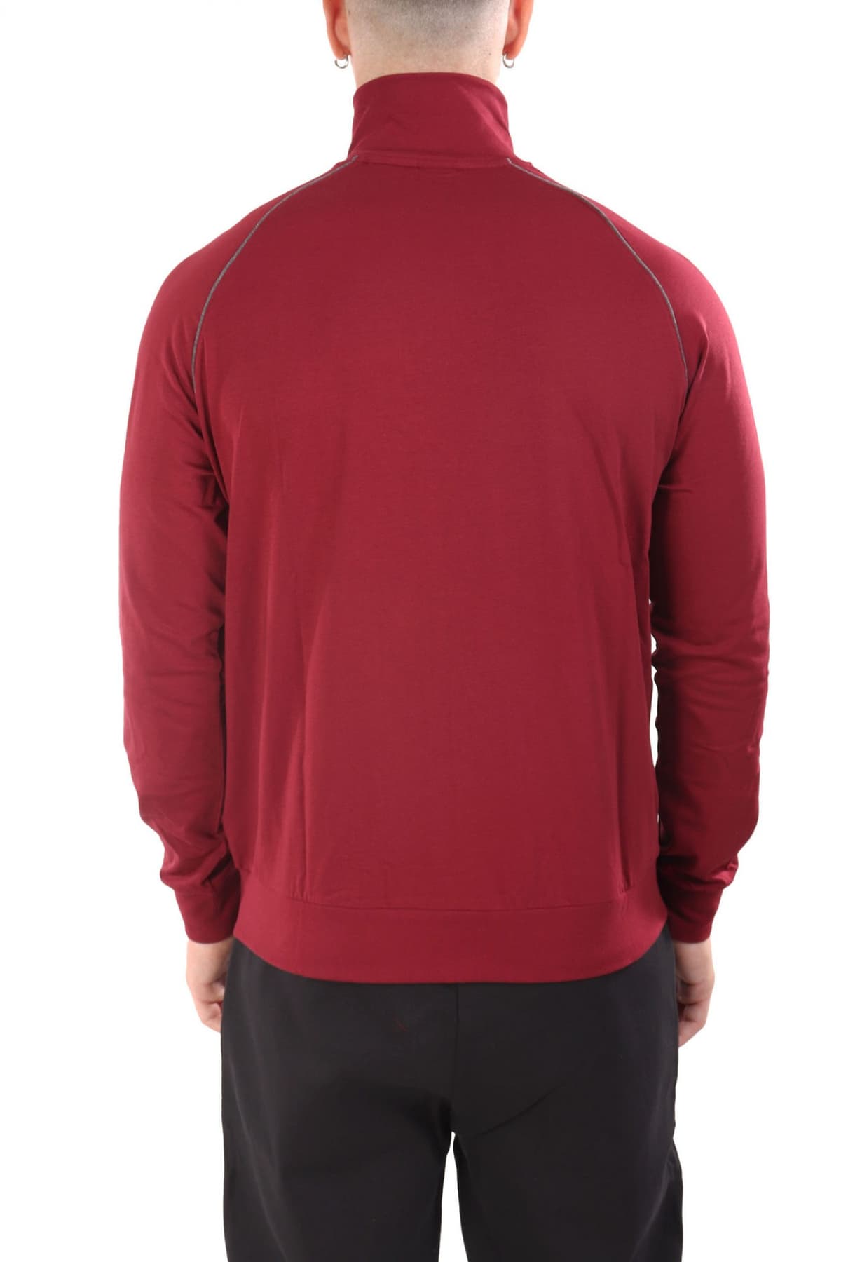 BOSS HOMEWEAR ΦΟΥΤΕΡ ZIPHOOD MIXMATCH JACKET Z ΜΠΟΡΝΤΩ