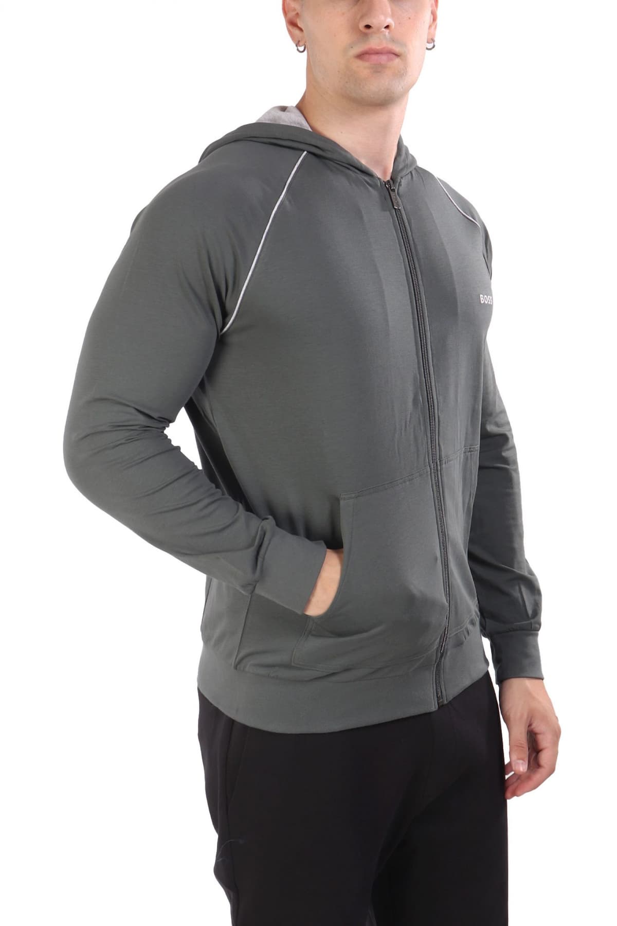 BOSS HOMEWEAR ΦΟΥΤΕΡ ZIPHOOD MIXMATCH JACKET H ΧΑΚΙ