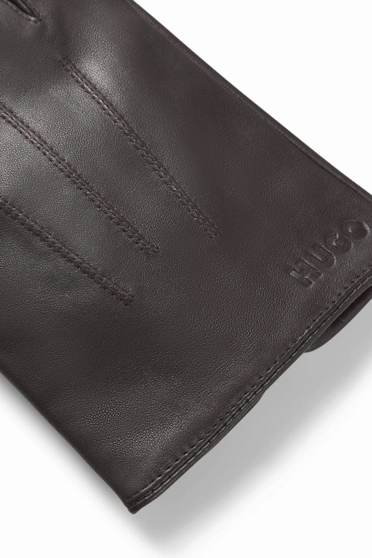 HUGO ΓΑΝΤΙΑ ΔΕΡΜΑ JAAN LOGO ΣΚΟΥΡΟ ΚΑΦΕ