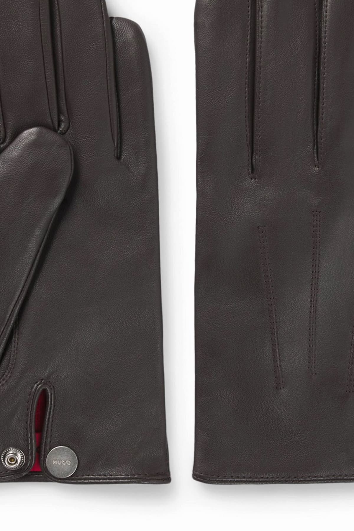 HUGO ΓΑΝΤΙΑ ΔΕΡΜΑ JAAN LOGO ΣΚΟΥΡΟ ΚΑΦΕ