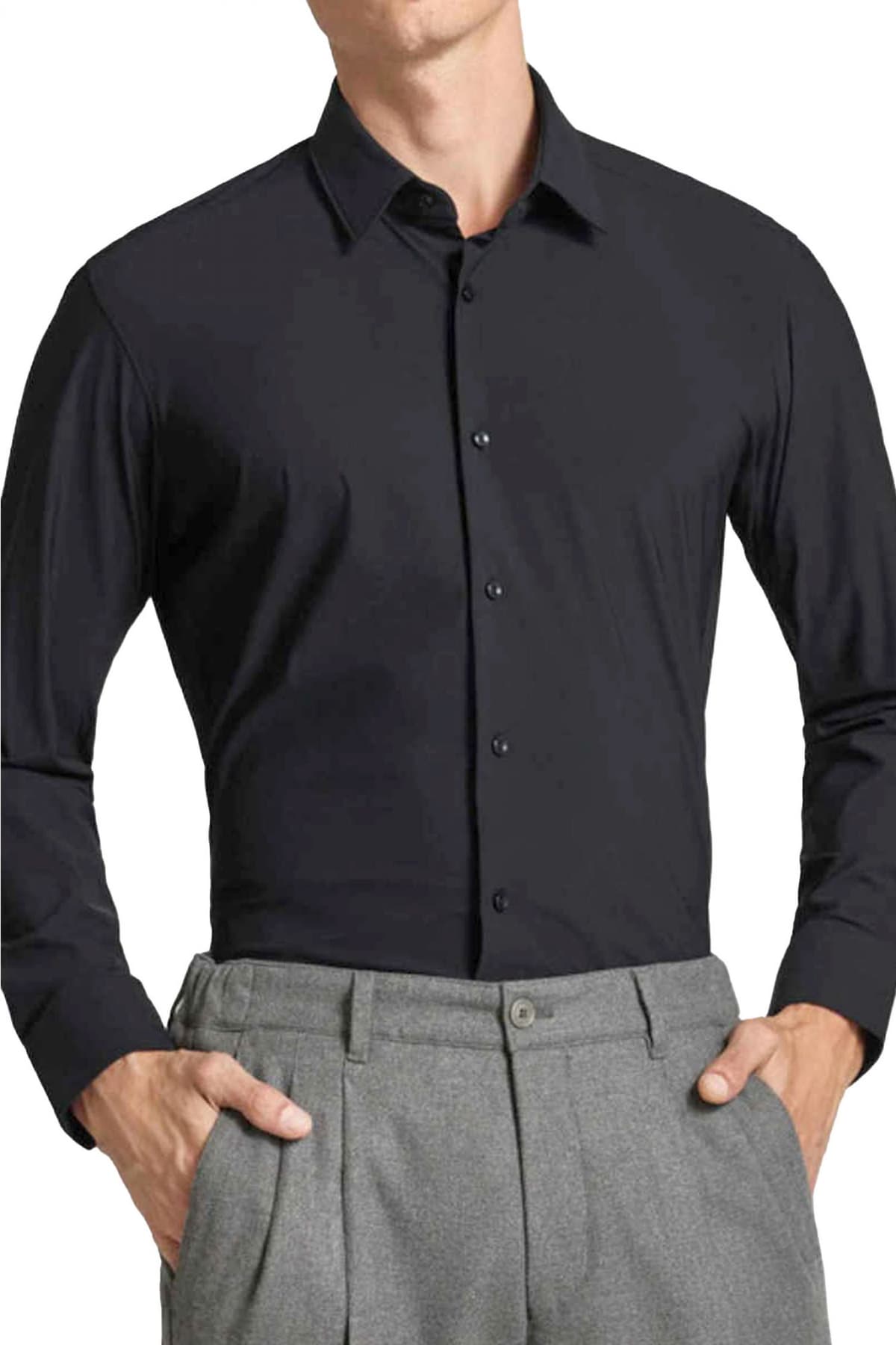 BOSS PERFORMANCE ΠΟΥΚΑΜΙΣΟ REGULAR FIT P-JOE-S-KENT-C1-222 ΜΑΥΡΟ