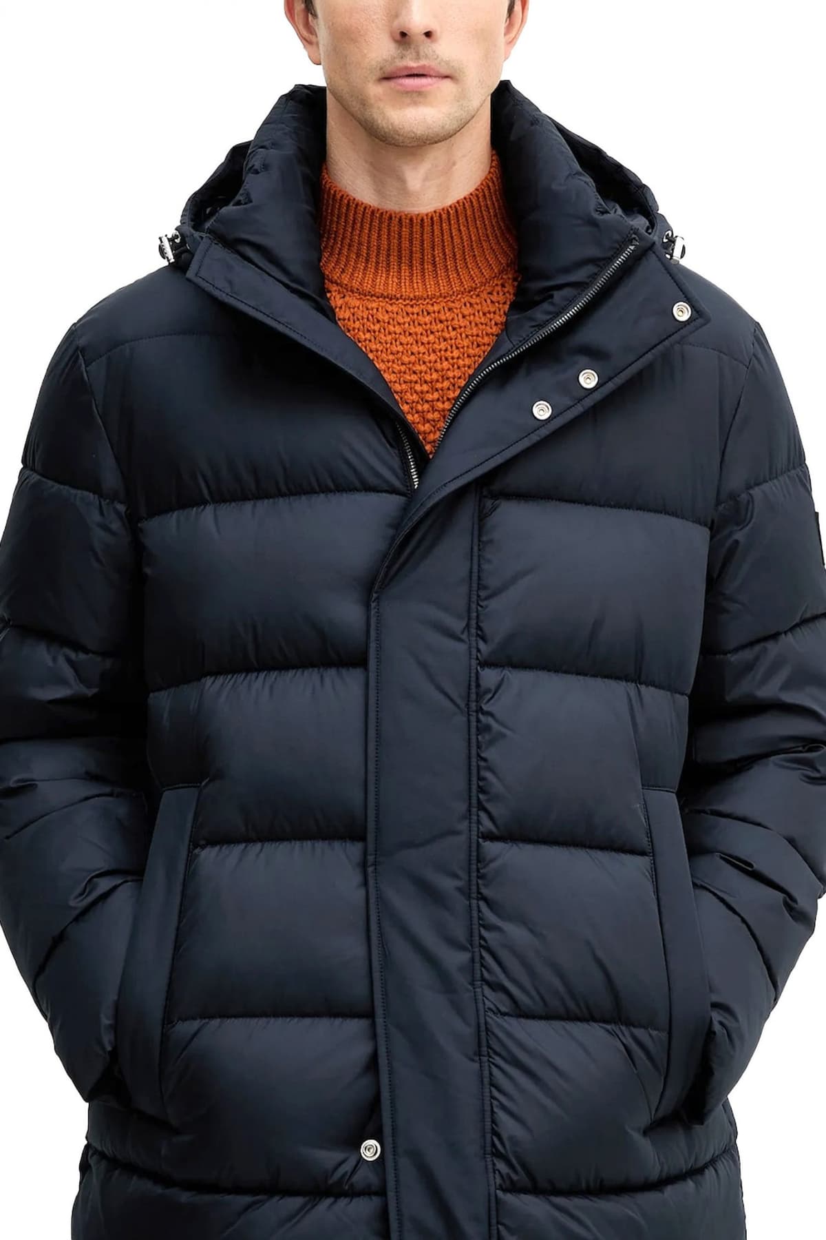 BOSS ΜΠΟΥΦΑΝ PUFFER H-CENUTO HOODIE ΜΠΛΕ