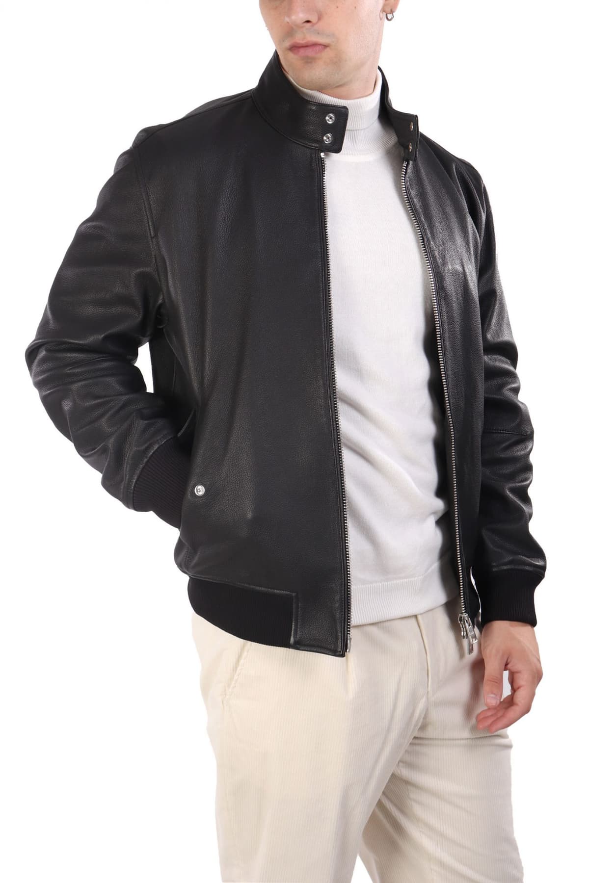 BOSS ΜΠΟΥΦΑΝ ΔΕΡΜΑ BOMBER H-MOINER ΜΑΥΡΟ