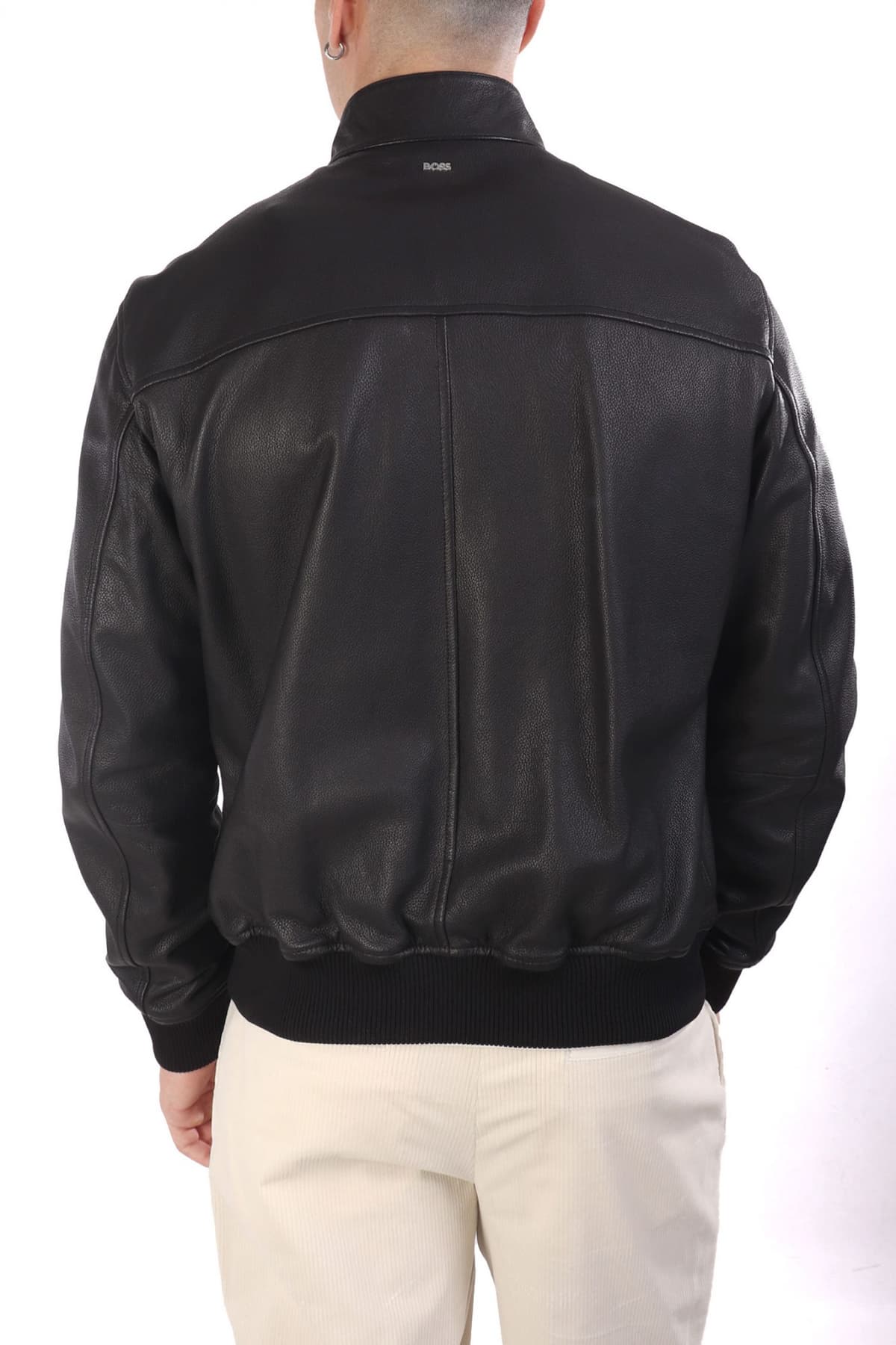 BOSS ΜΠΟΥΦΑΝ ΔΕΡΜΑ BOMBER H-MOINER ΜΑΥΡΟ