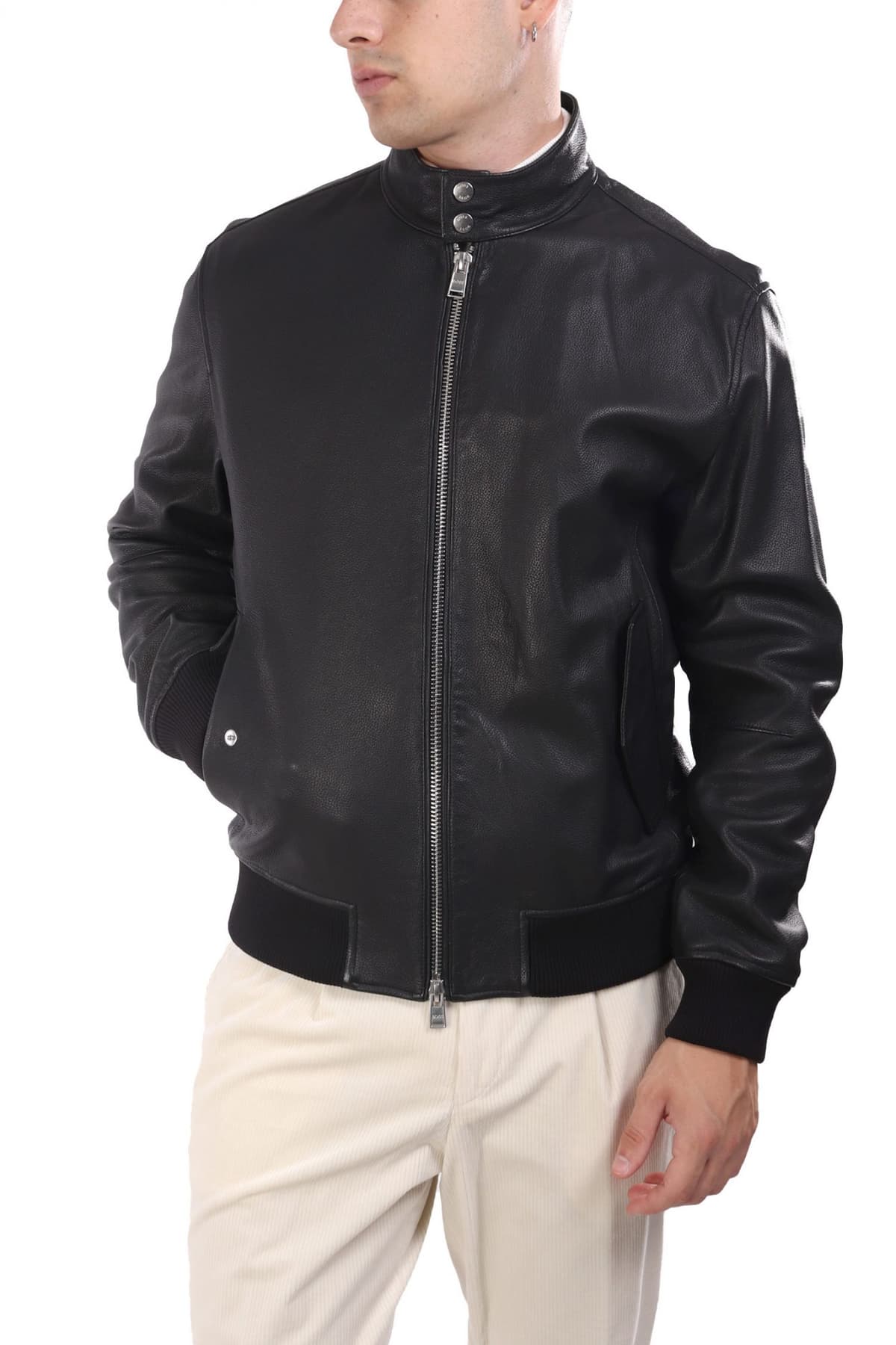 BOSS ΜΠΟΥΦΑΝ ΔΕΡΜΑ BOMBER H-MOINER ΜΑΥΡΟ