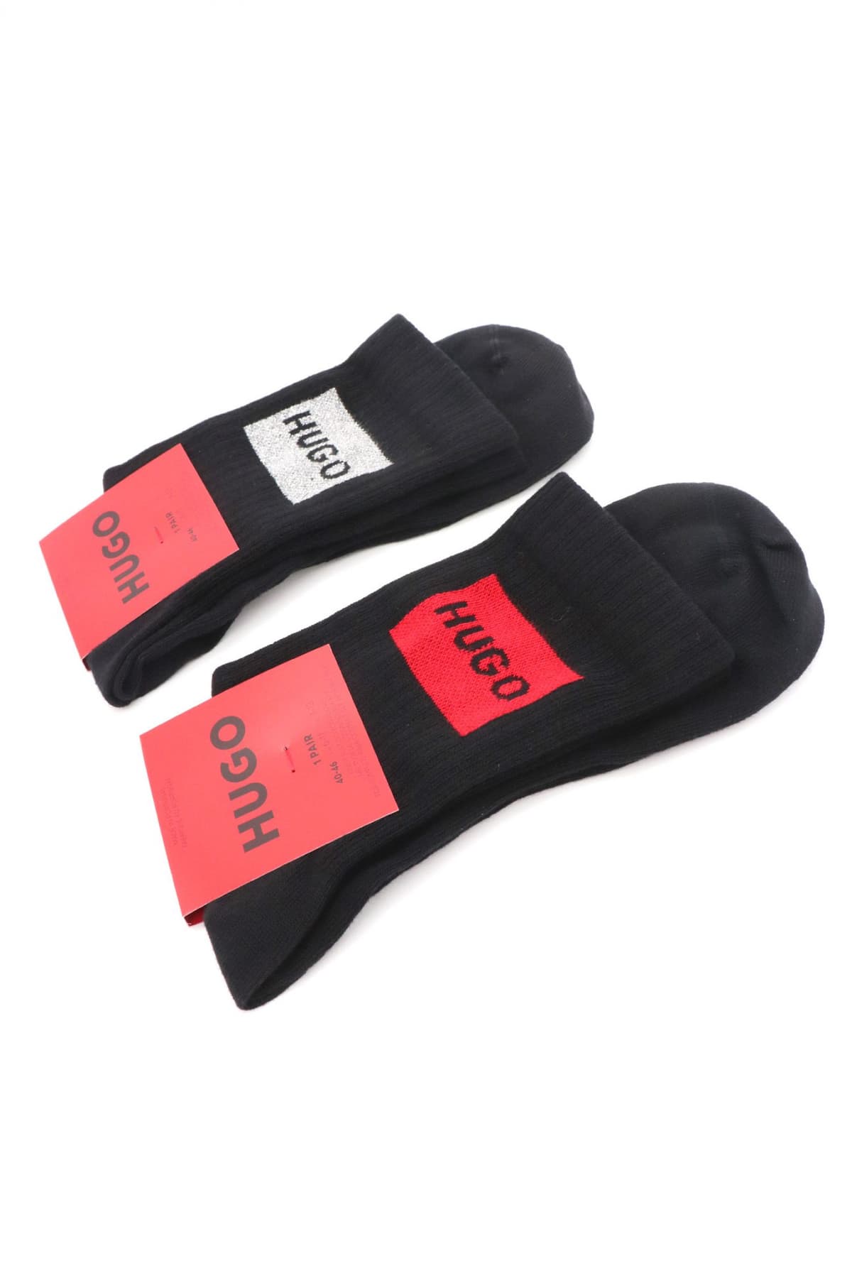 HUGO ΚΑΛΤΣΕΣ 2PAIRS 2P QS GIFT LUREX CC LOGO ΜΑΥΡΟ