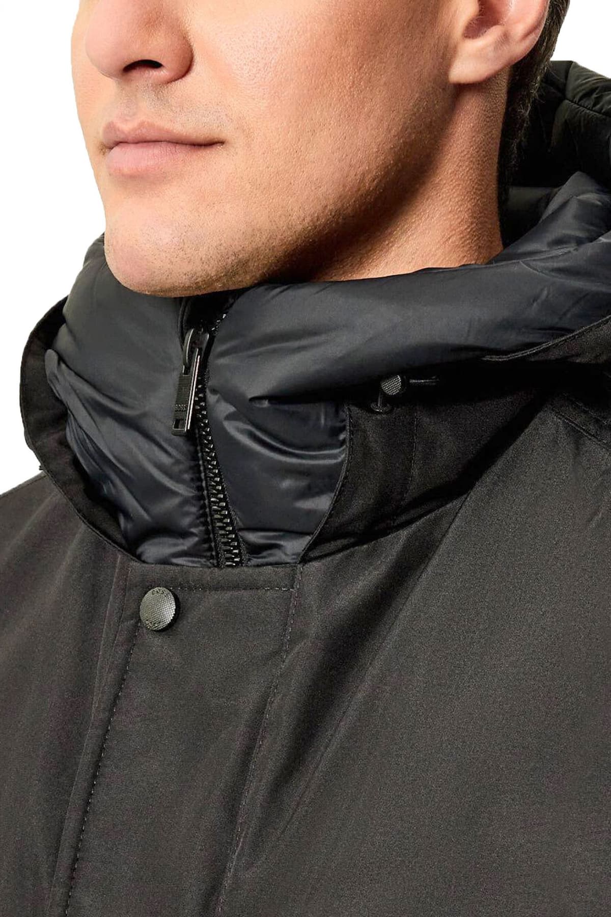 BOSS CASUAL ΜΠΟΥΦΑΝ JACKET ΚΟΥΚΟΥΛΑ OSIASS 1 ΜΑΥΡΟ