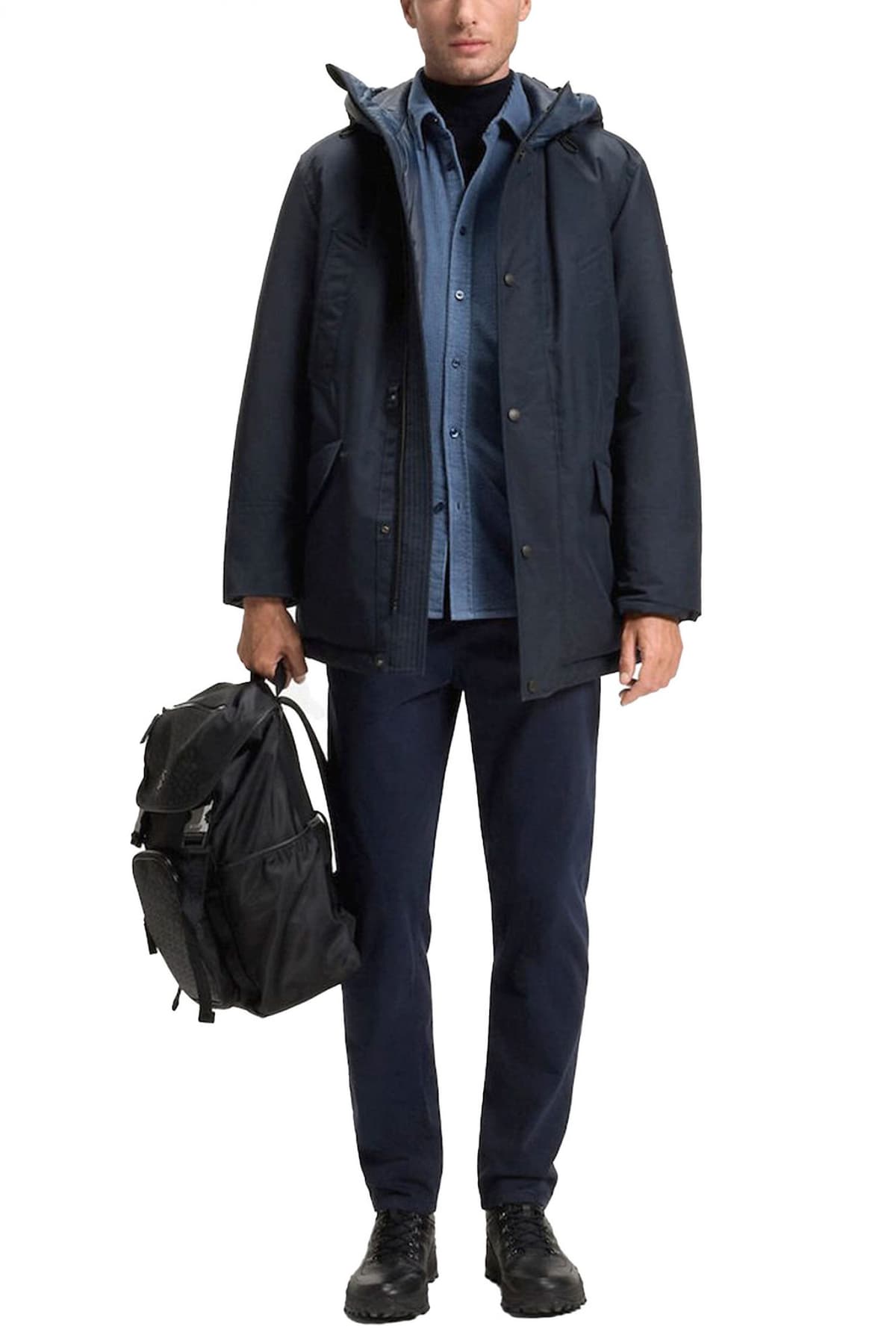 BOSS CASUAL ΜΠΟΥΦΑΝ JACKET ΚΟΥΚΟΥΛΑ OSIASS 1 ΜΠΛΕ