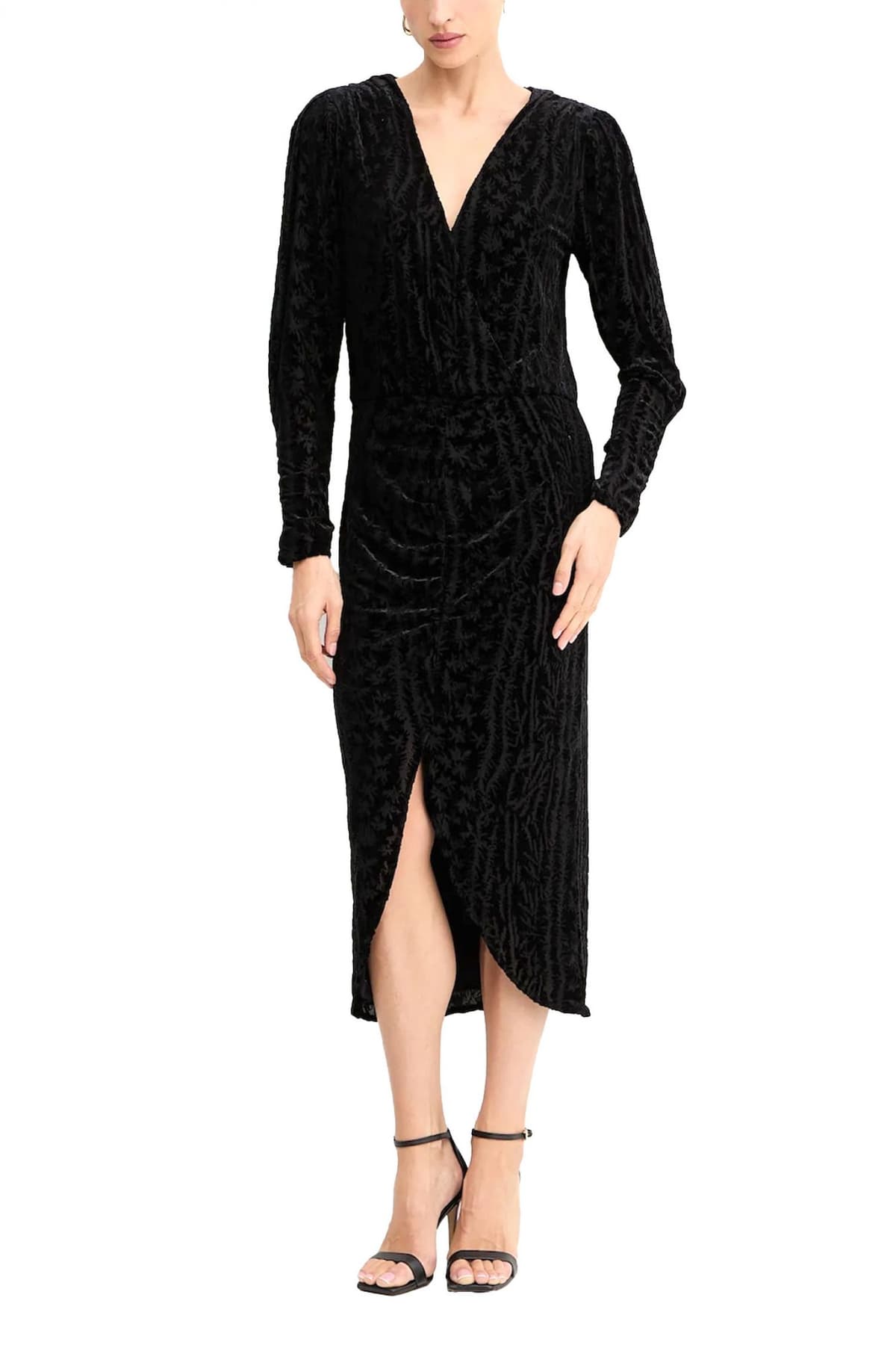 BOSS CASUAL ΦΟΡΕΜΑ C_EFILO MIDI ΒΕΛΟΥΤΕ ΚΡΟΥΑΖΕ ΑΝΟΙΓΜΑ ΜΠΡΟΣΤΑ ΜΑΥΡΟ