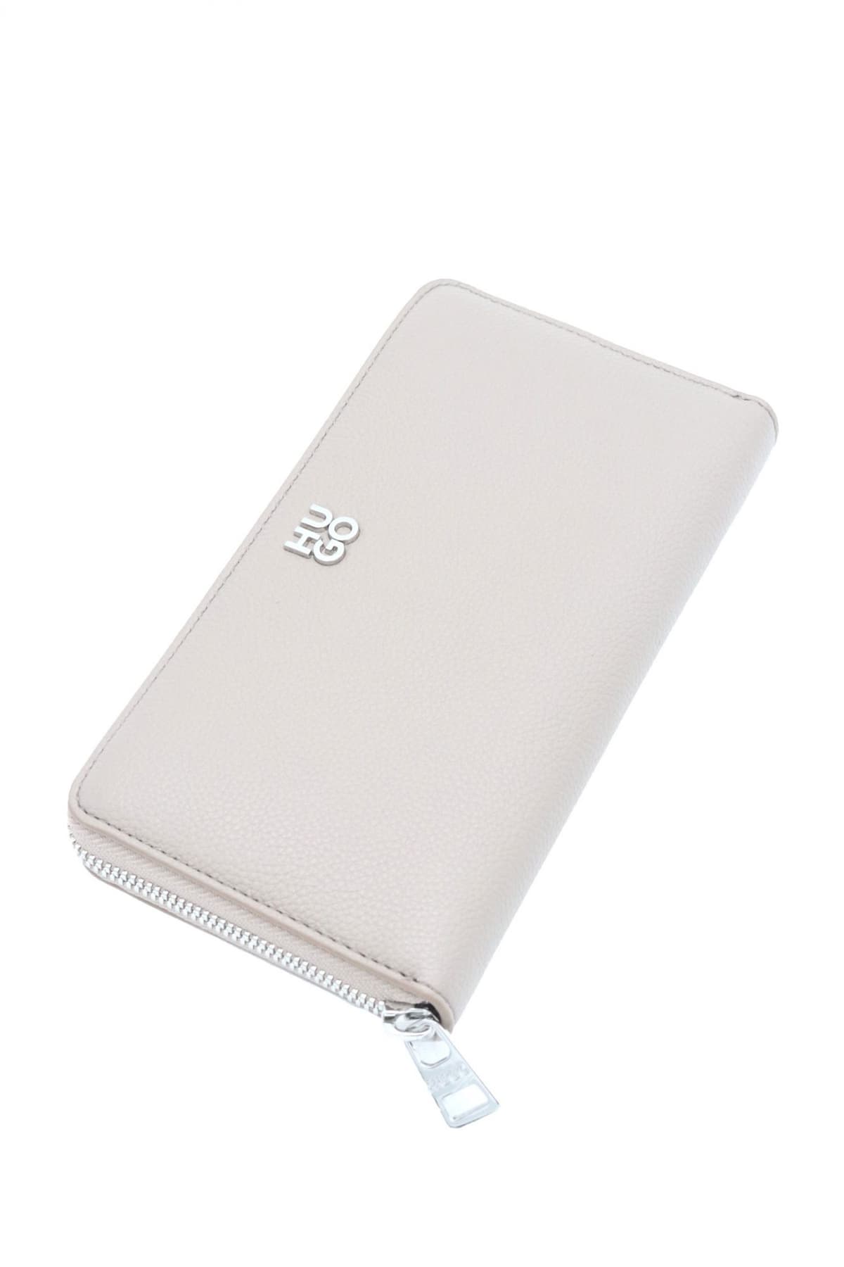 HUGO ΠΟΡΤΟΦΟΛΙ CHRIS 2.0_ZIP AROUND ΜΕΤΑΛΛΙΚΟ LOGO ΑΝΟΙΧΤΟ ΓΚΡΙ