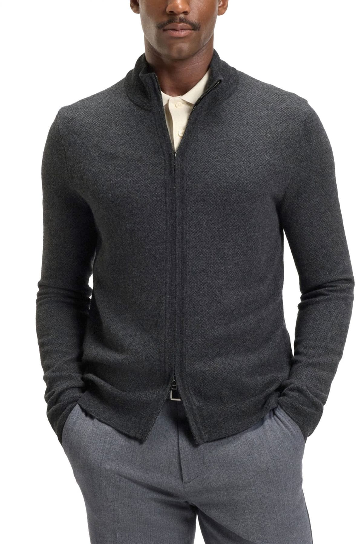 BOSS ΠΛΕΚΤΟ FULLZIP H-HETEMO ΑΝΘΡΑΚΙ