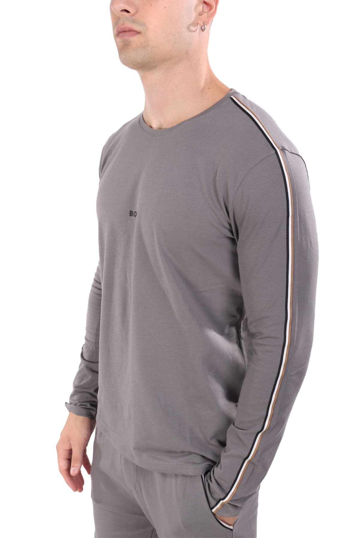 BOSS HOΜΕWEAR T-SHIRT UNIQUE LS_SHIRT ΓΚΡΙ