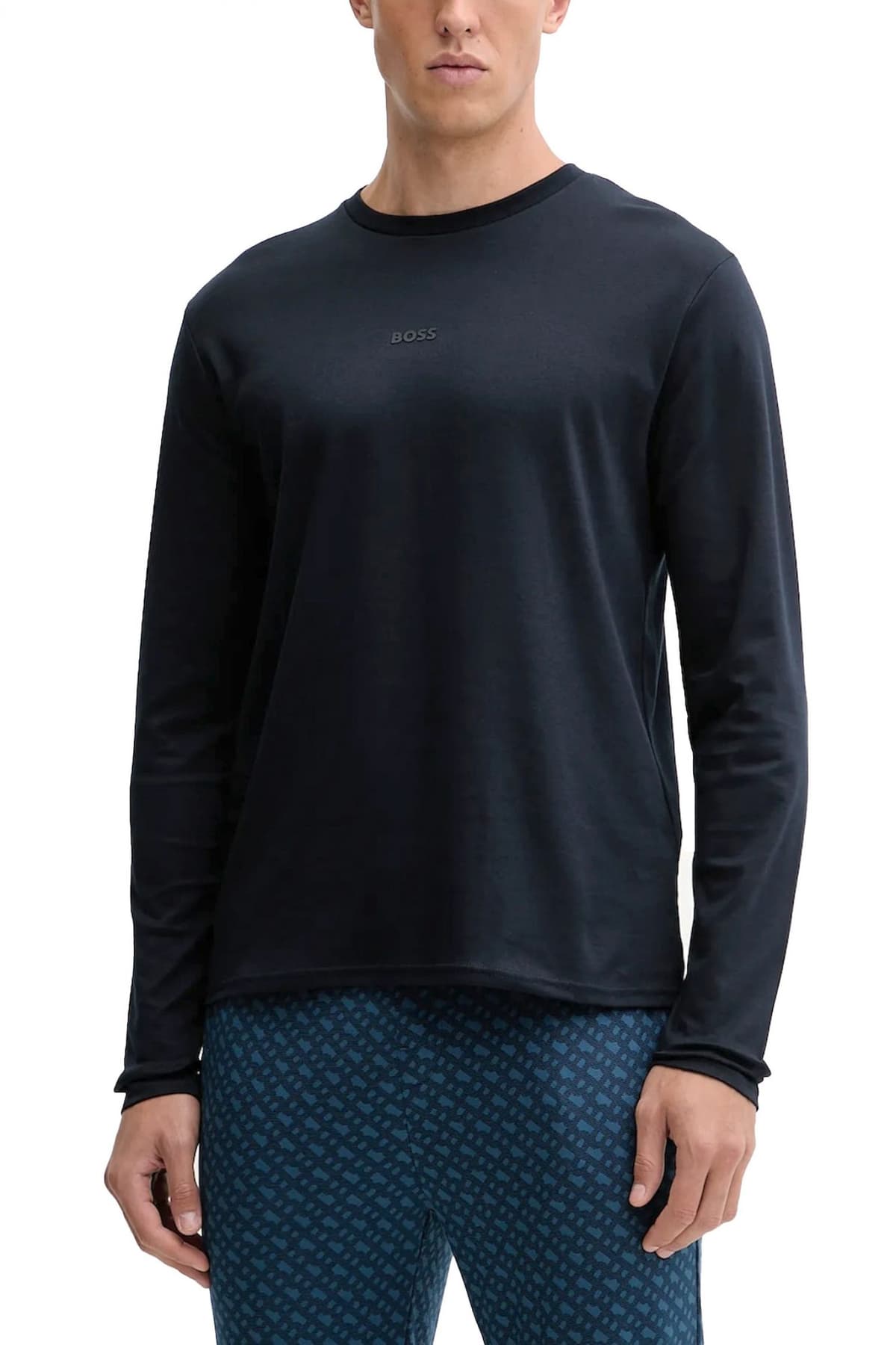 BOSS HOMEWEAR ΣΕΤ ΠΥΤΖΑΜΑ RELAX LONG SET ΜΠΛΕ