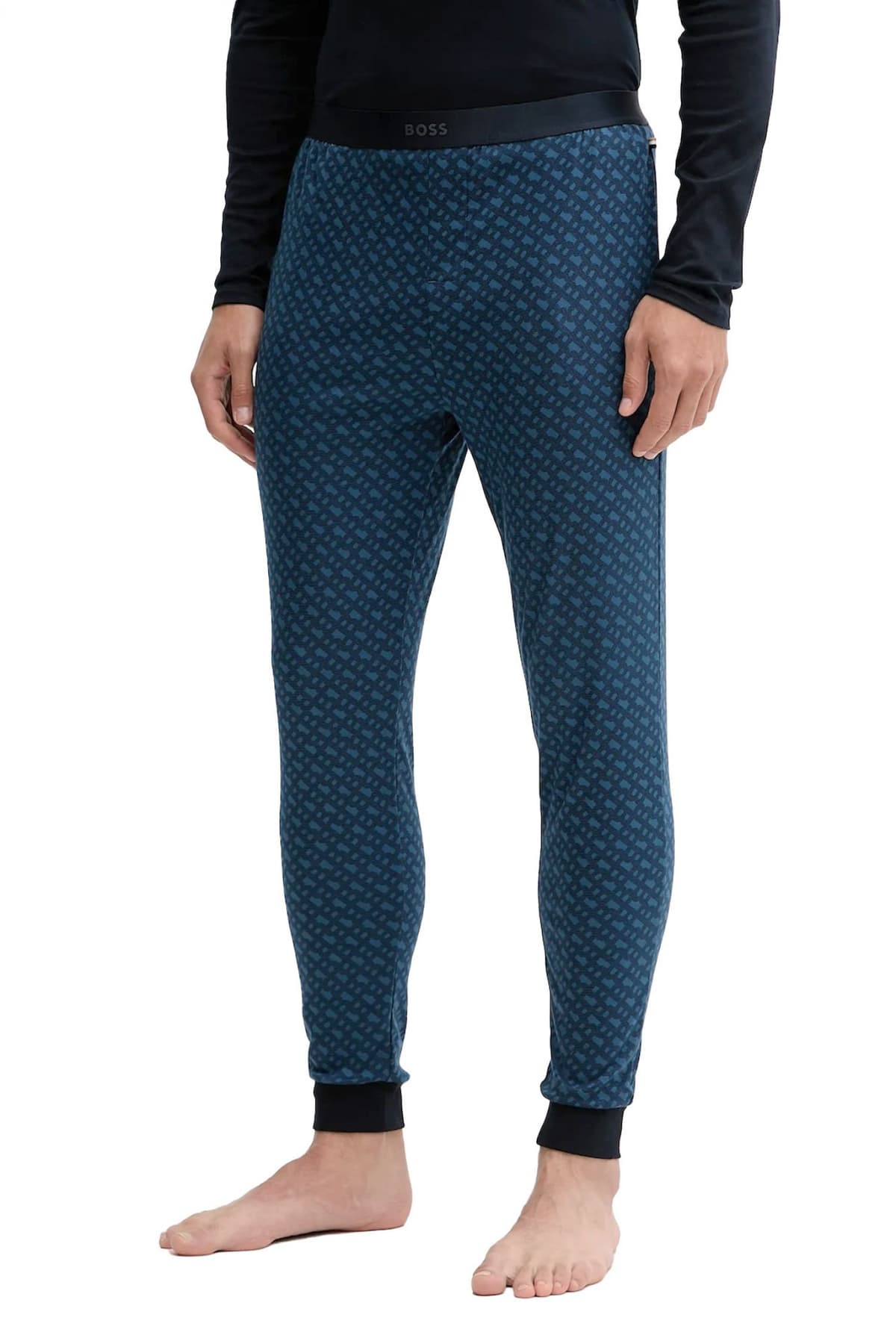 BOSS HOMEWEAR ΣΕΤ ΠΥΤΖΑΜΑ RELAX LONG SET ΜΠΛΕ