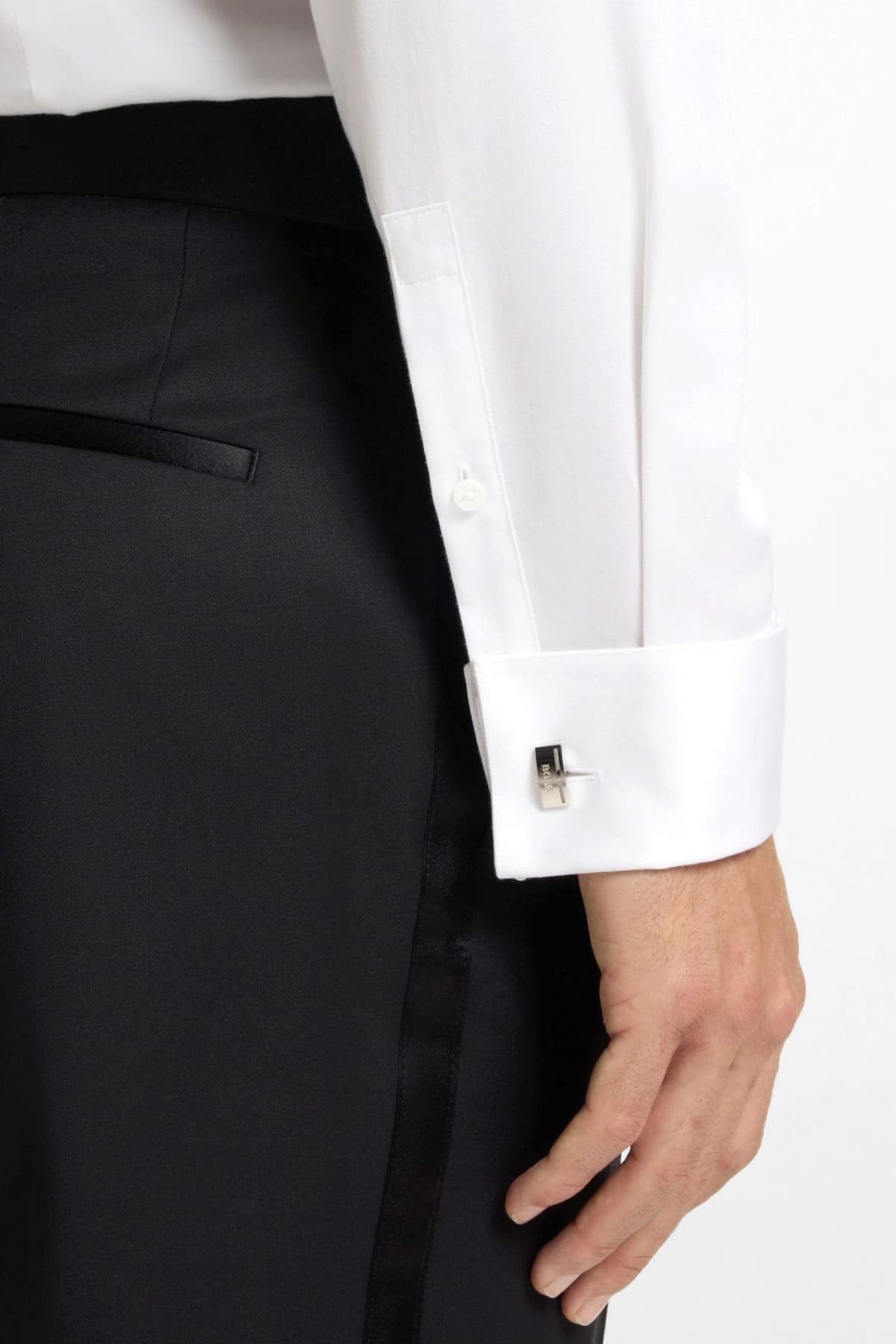 BOSS ΠΟΥΚΑΜΙΣΟ ΜΑΝΙΚΕΤΟΚΟΥΜΠΟ SLIM FIT H-HANK-W-TUX3-DC-254 ΛΕΥΚΟ