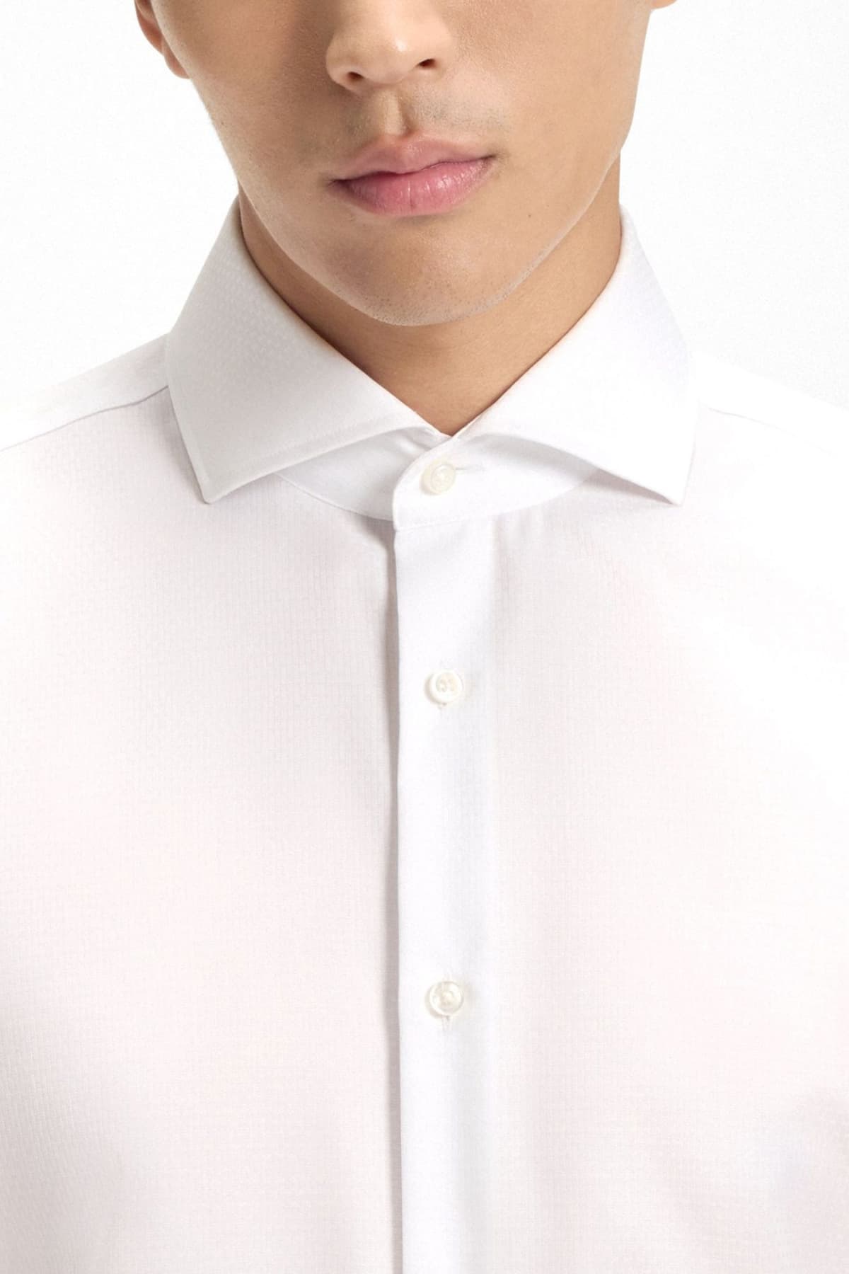 BOSS ONE ΠΟΥΚΑΜΙΣΟ ΜΙΚΡΟΣΧΕΔΙΟ SLIM FIT H-HANK-SPR-B1-C1-253 ΛΕΥΚΟ