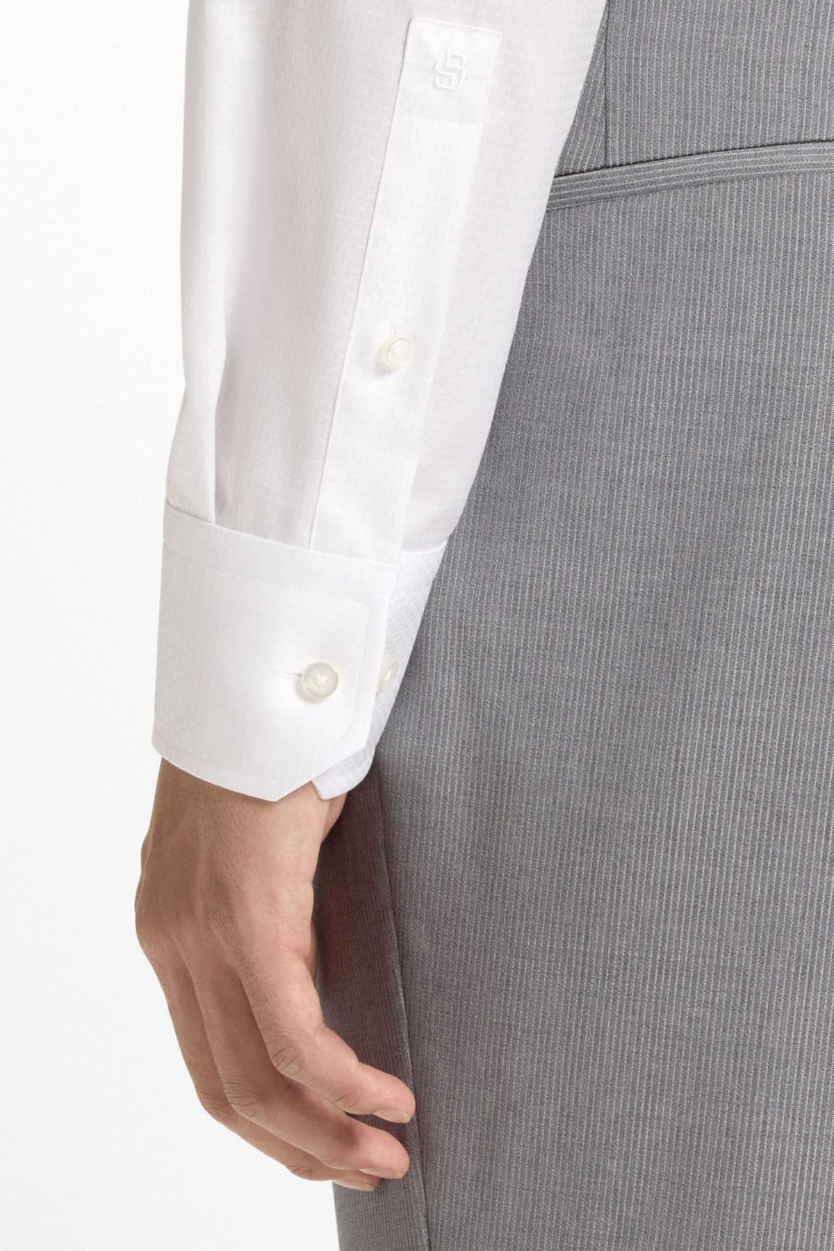 BOSS ONE ΠΟΥΚΑΜΙΣΟ ΜΙΚΡΟΣΧΕΔΙΟ SLIM FIT H-HANK-SPR-B1-C1-253 ΛΕΥΚΟ