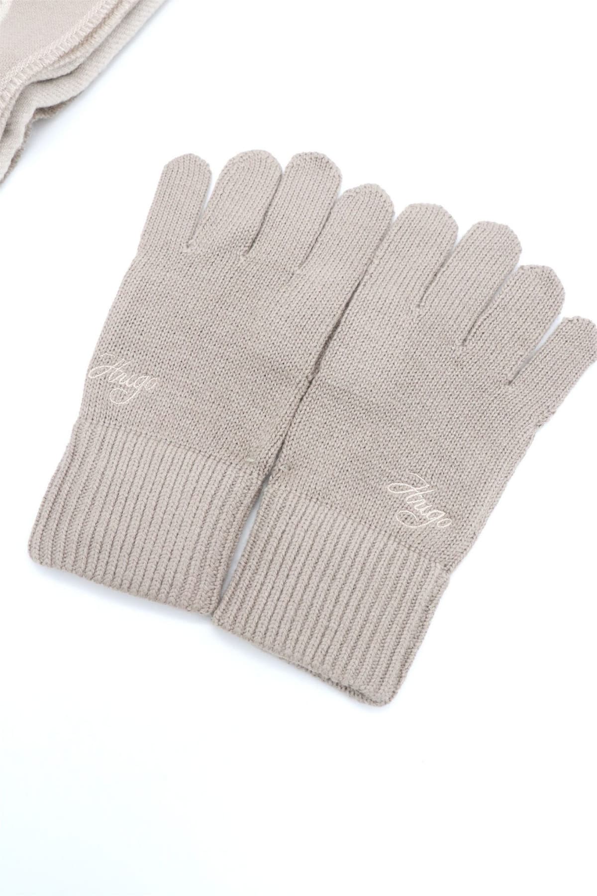 HUGO ΣΕΤ ΚΑΣΚΩΛ-ΓΑΝΤΙΑ SABRYNA_SET LOGO ΑΝΟΙΧΤΟ ΓΚΡΙ