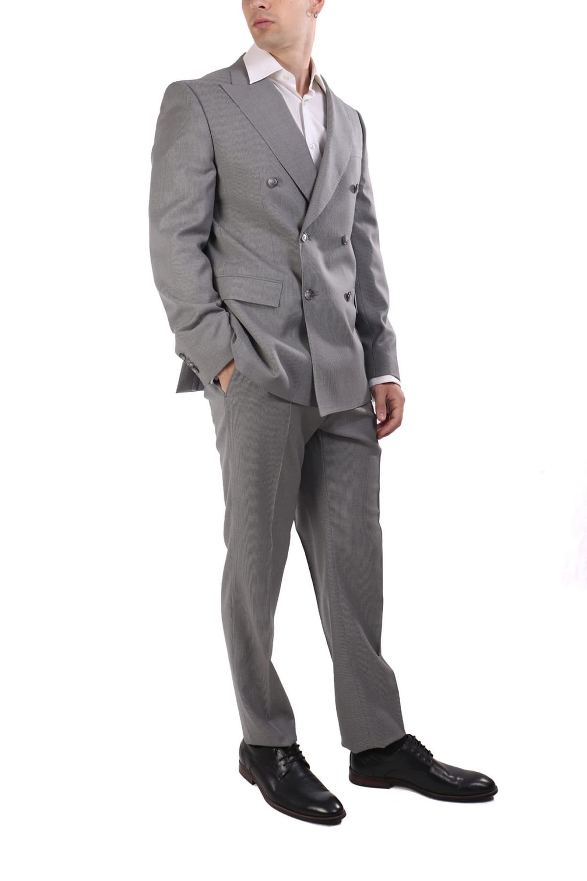 BOSS ΚΟΣΤΟΥΜΙ ΨΙΛΟΡΙΓΟ ΤΡΙΚΟΥΜΠΟ SUPER 100 H-HUGE-2PCS-DB-254 LANIFICIO TESSE BIELLA ΓΚΡΙ