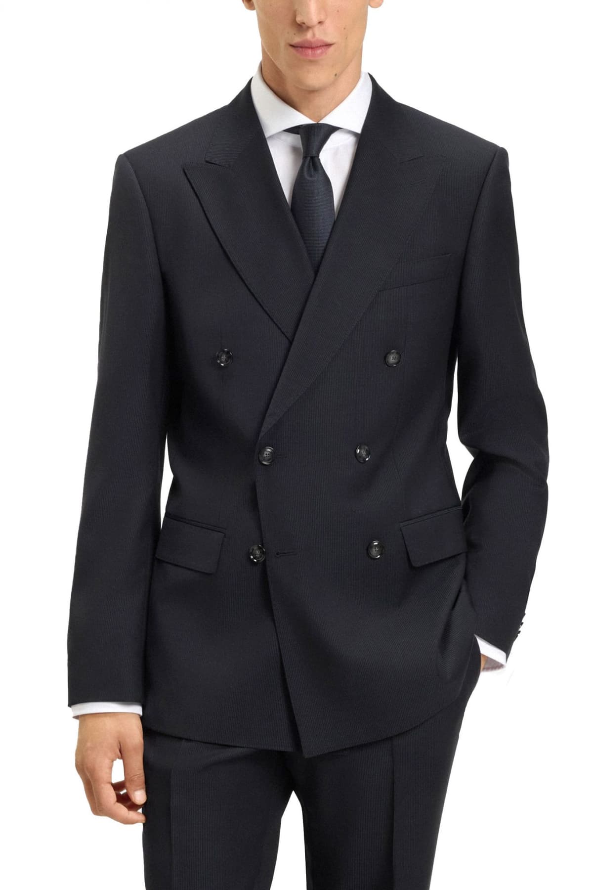 BOSS ΚΟΣΤΟΥΜΙ SUPER100 NATURAL STRETCH SLIM FIT LANIFICIO TESSE BIELLA H-HUGE-2PCS-DB-254 ΜΠΛΕ