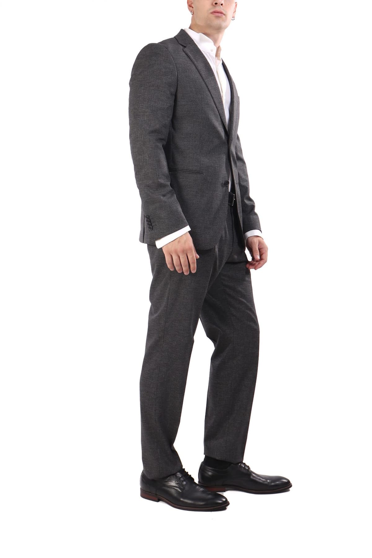 BOSS ΚΟΣΤΟΥΜΙ ΜΙΚΡΟΣΧΕΔΙΟ ΔΙΚΟΥΜΠΟ C-HUGE-2PCS-DB-252 LANIFICIO TESSE BIELLA ΓΚΡΙ